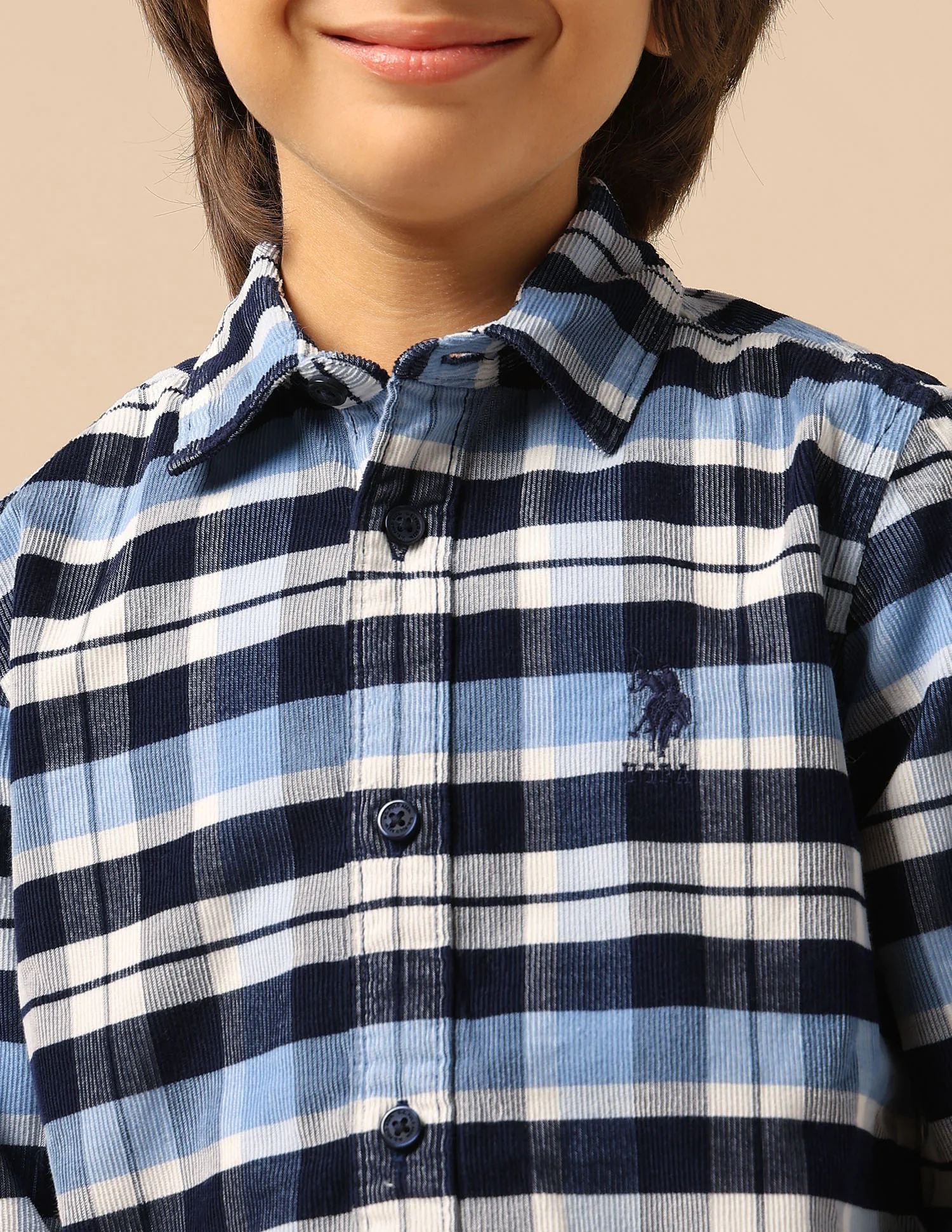 Boys Plaid Checked Corduroy Shirt - Image 6