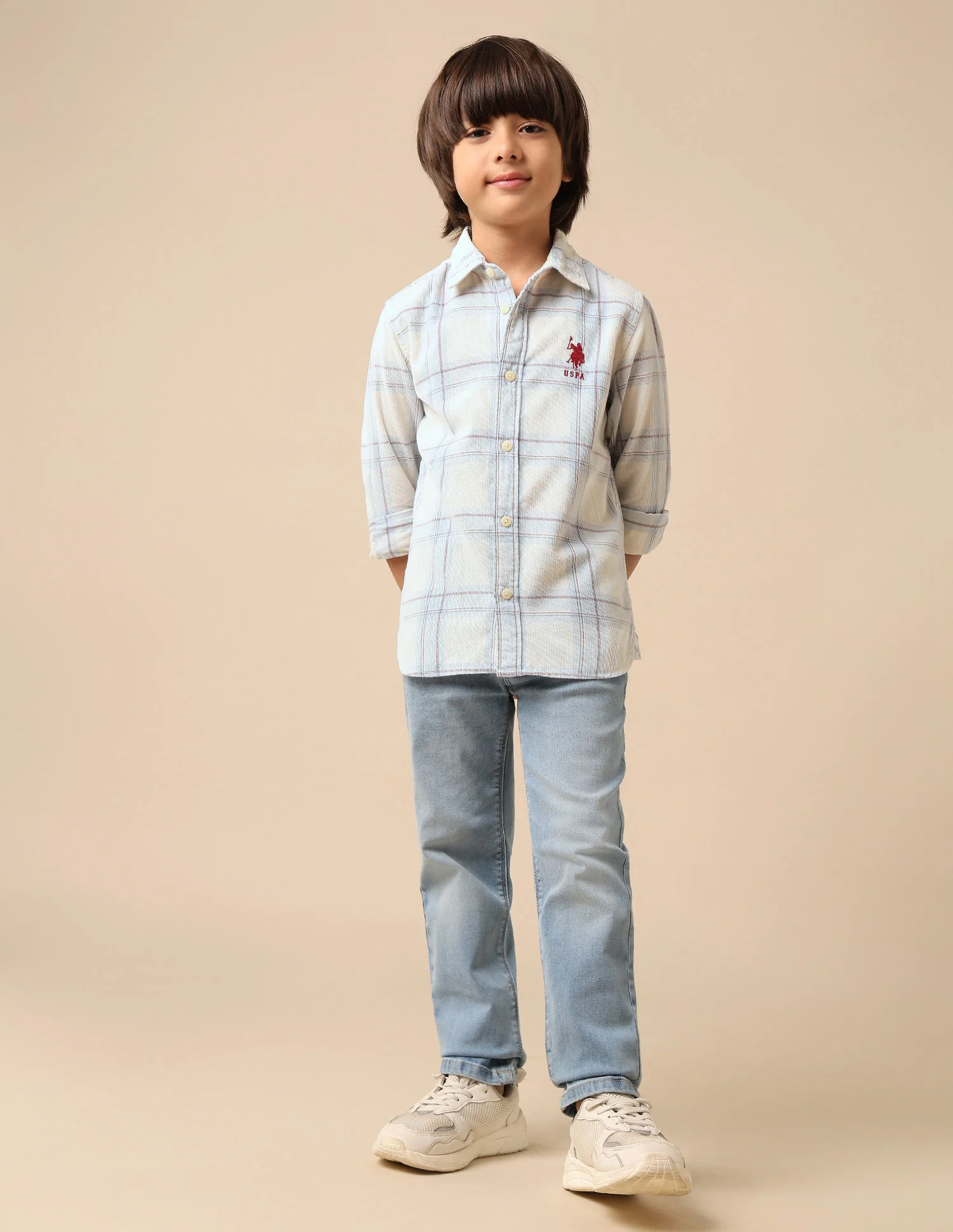 Boys Plaid Checked Corduroy Shirt - Image 3