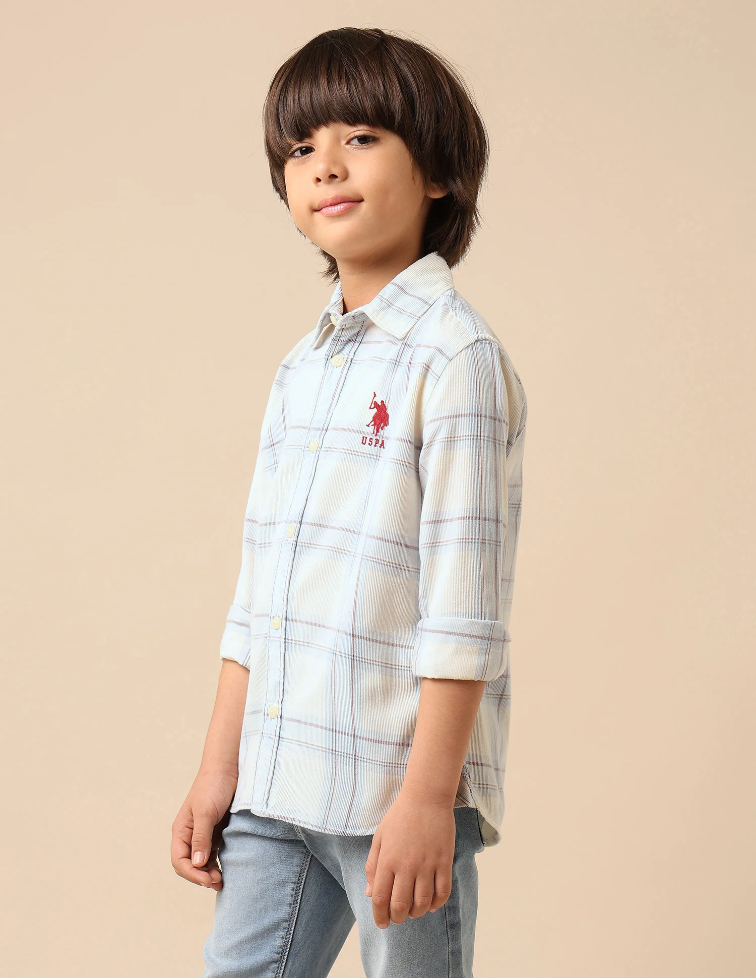 Boys Plaid Checked Corduroy Shirt - Image 4