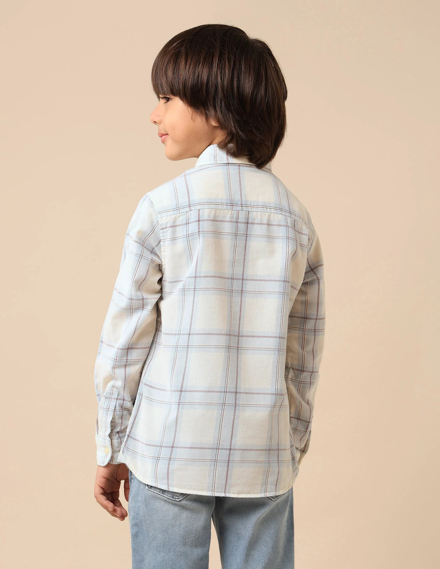 Boys Plaid Checked Corduroy Shirt - Image 5