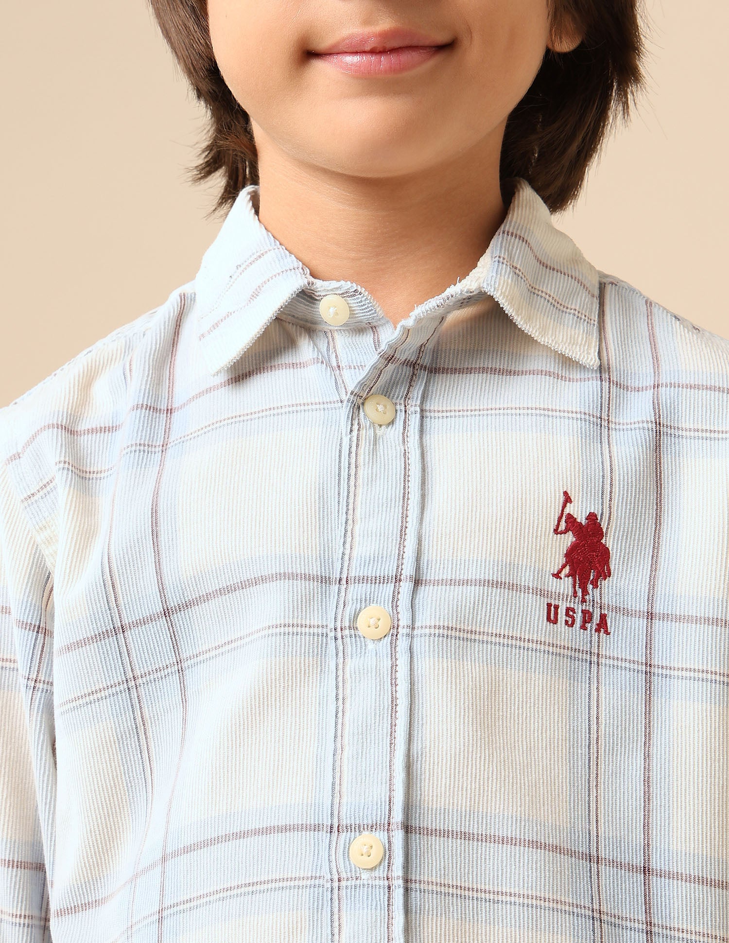 Boys Plaid Checked Corduroy Shirt - Image 6