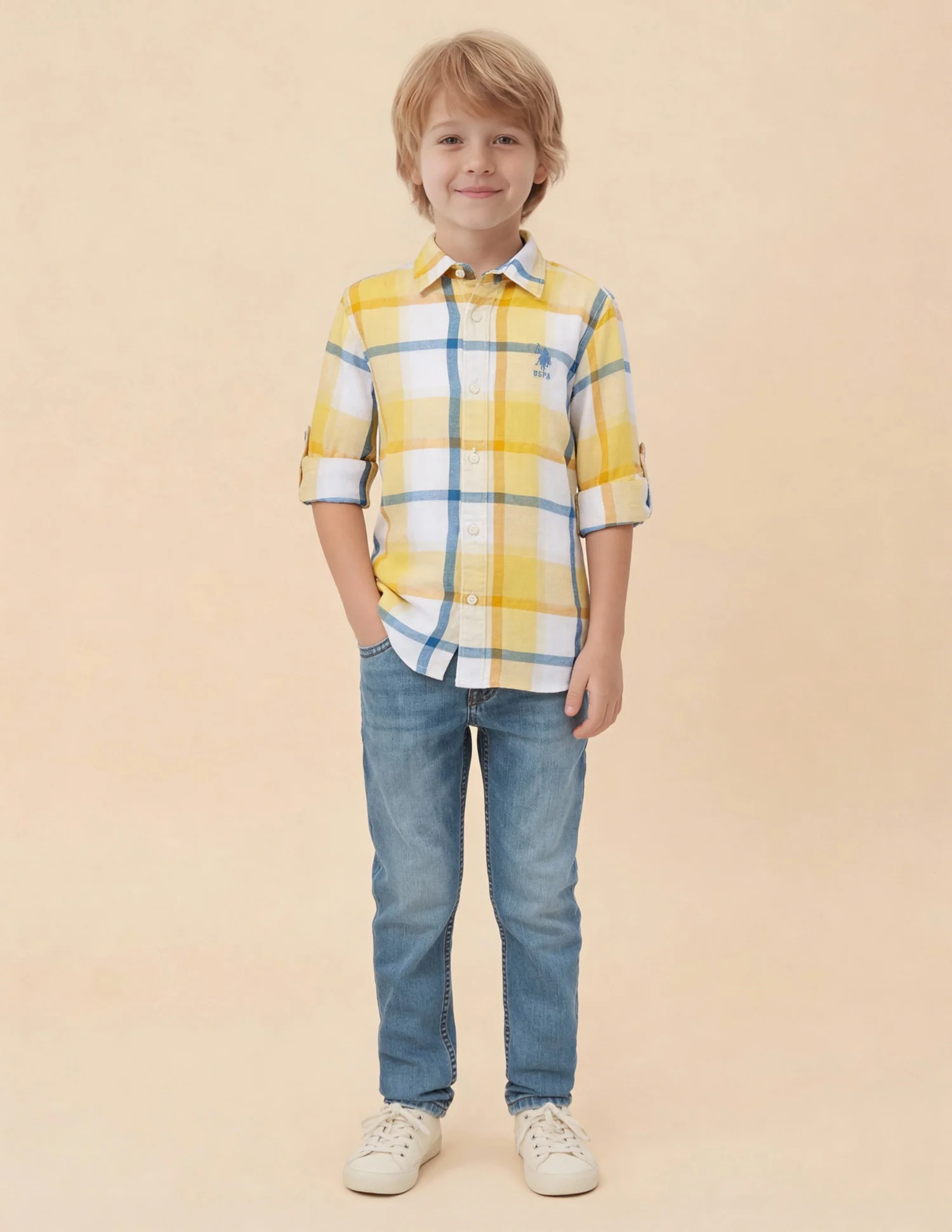 Boys Plaid Checked Dobby Shirt - Image 3