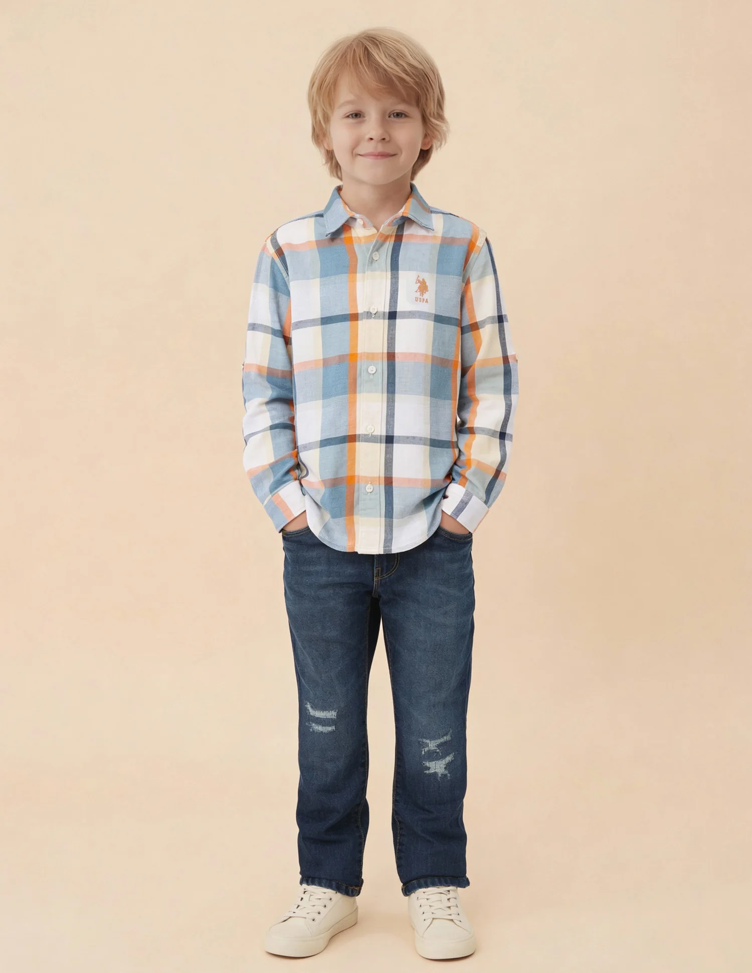 Boys Plaid Checked Dobby Shirt - Image 3