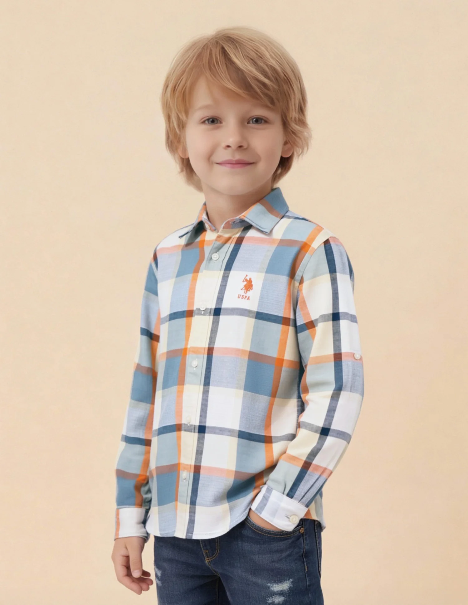 Boys Plaid Checked Dobby Shirt - Image 4