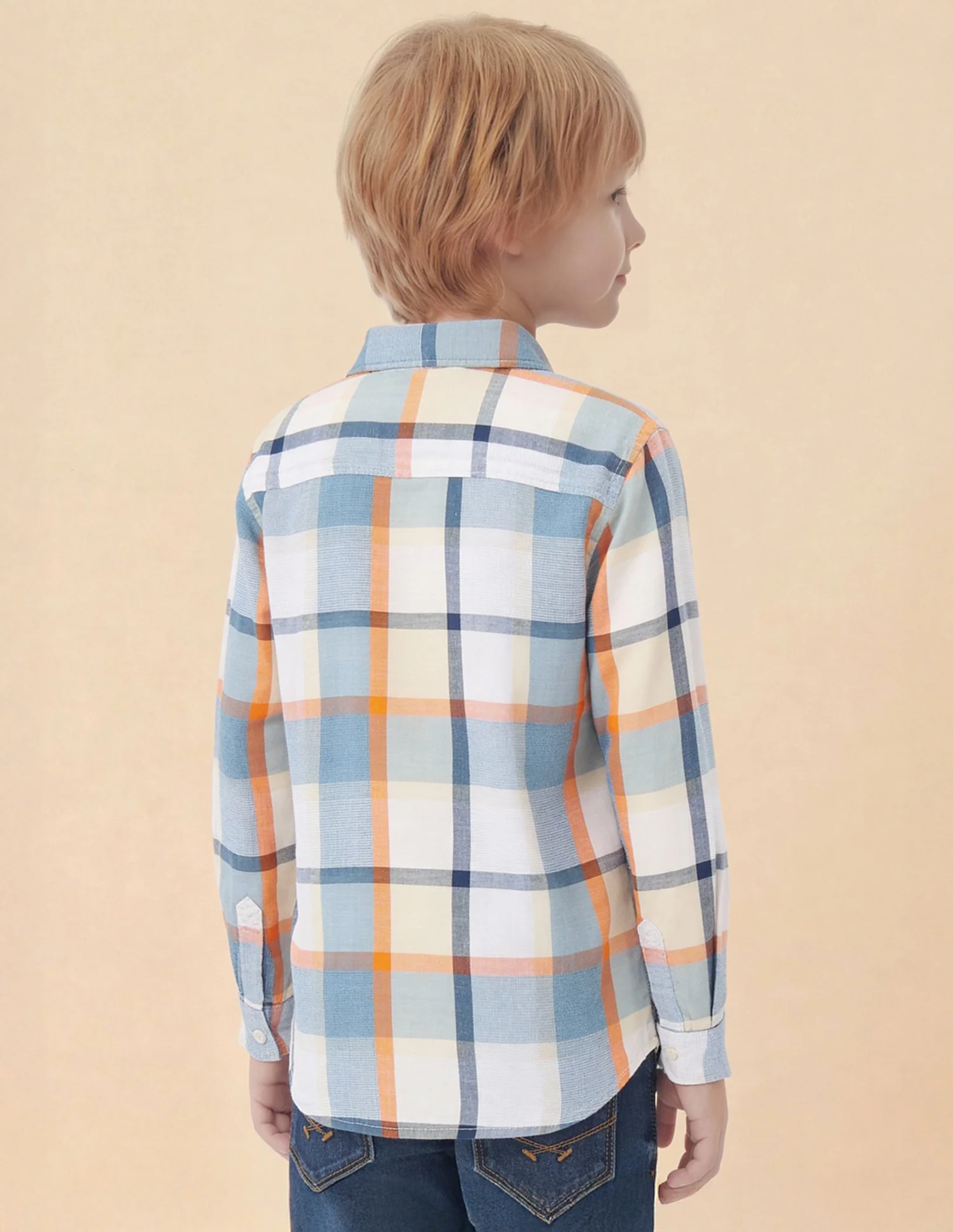 Boys Plaid Checked Dobby Shirt - Image 5