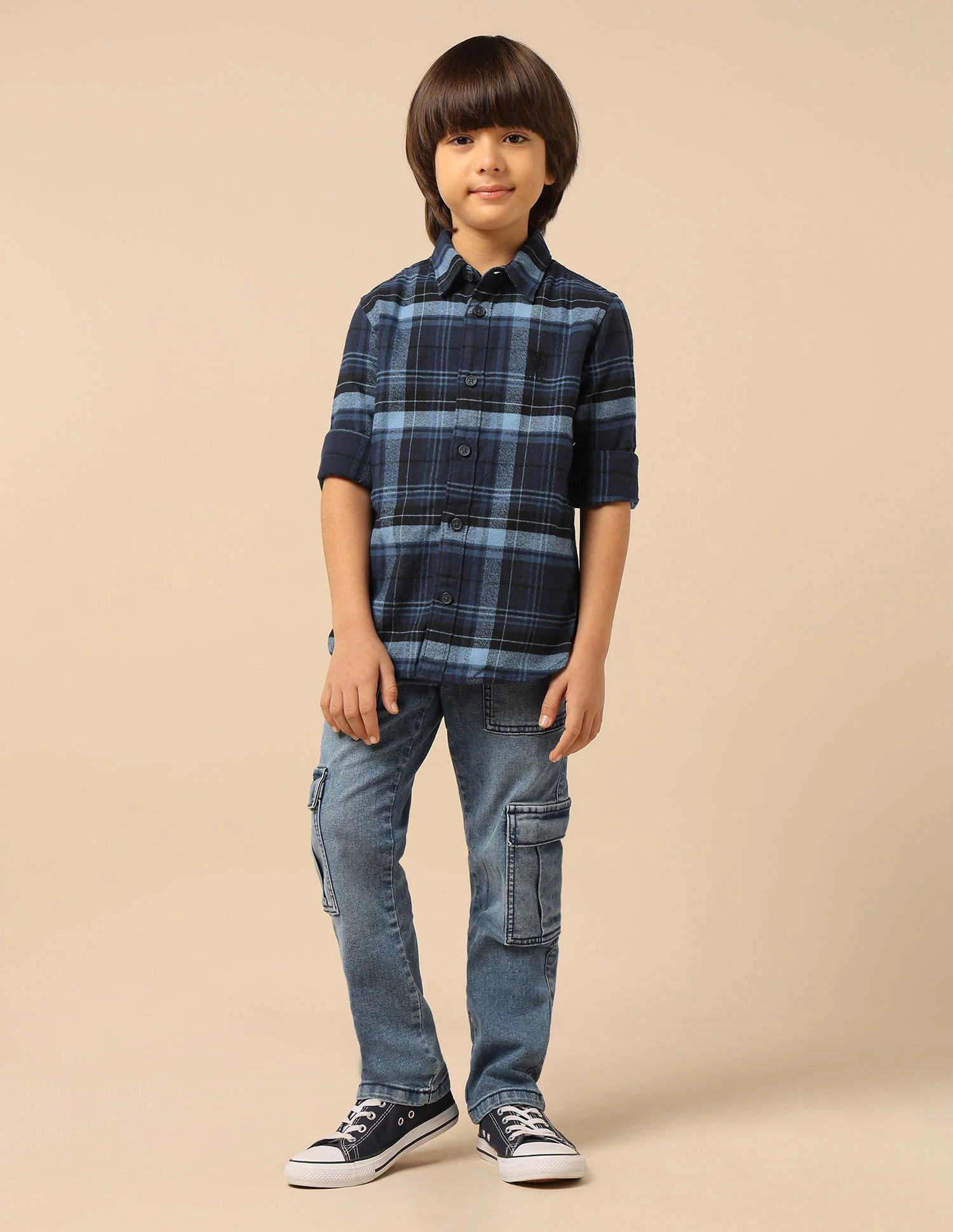 Boys Plaid Checked Regular Fit Shirt - Image 3