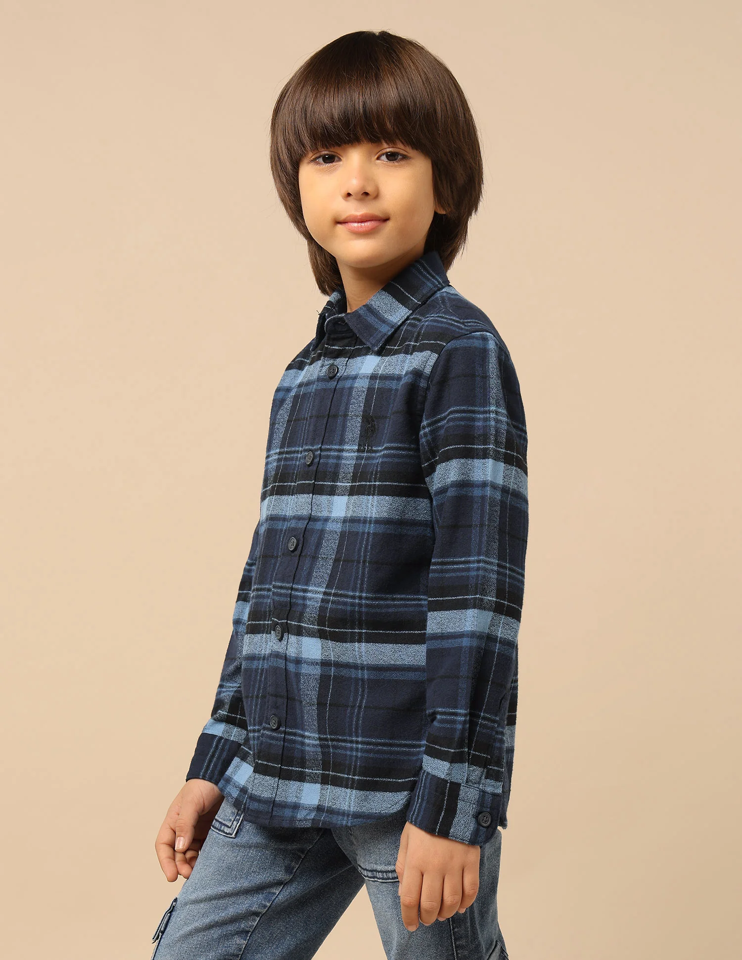 Boys Plaid Checked Regular Fit Shirt - Image 4