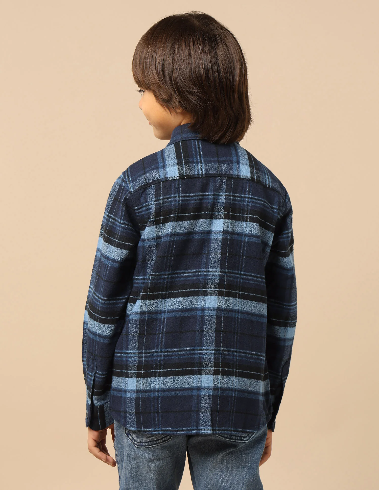 Boys Plaid Checked Regular Fit Shirt - Image 5