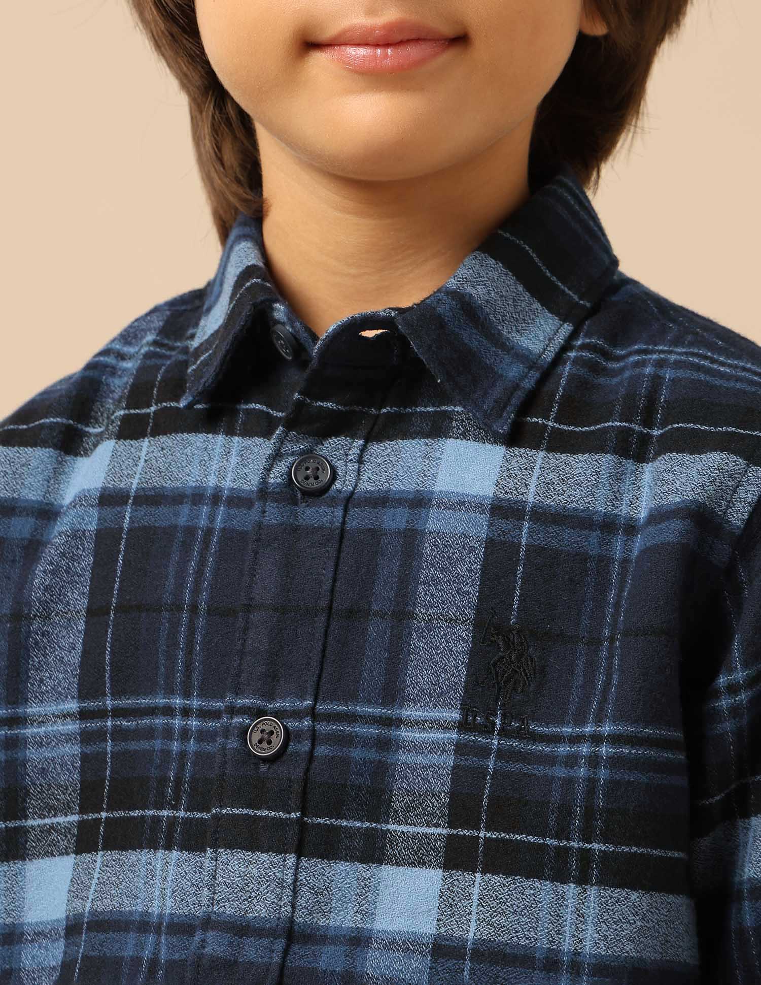 Boys Plaid Checked Regular Fit Shirt - Image 6