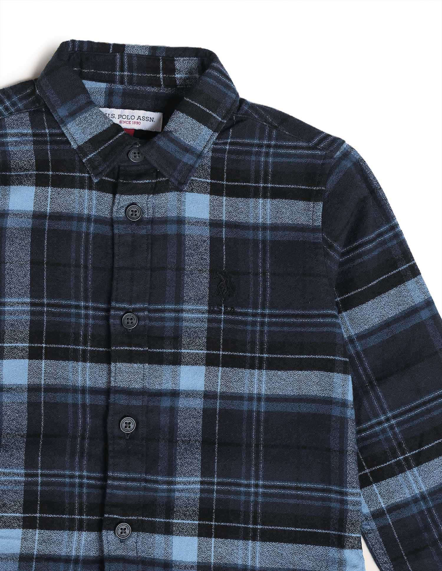 Boys Plaid Checked Regular Fit Shirt - Image 9
