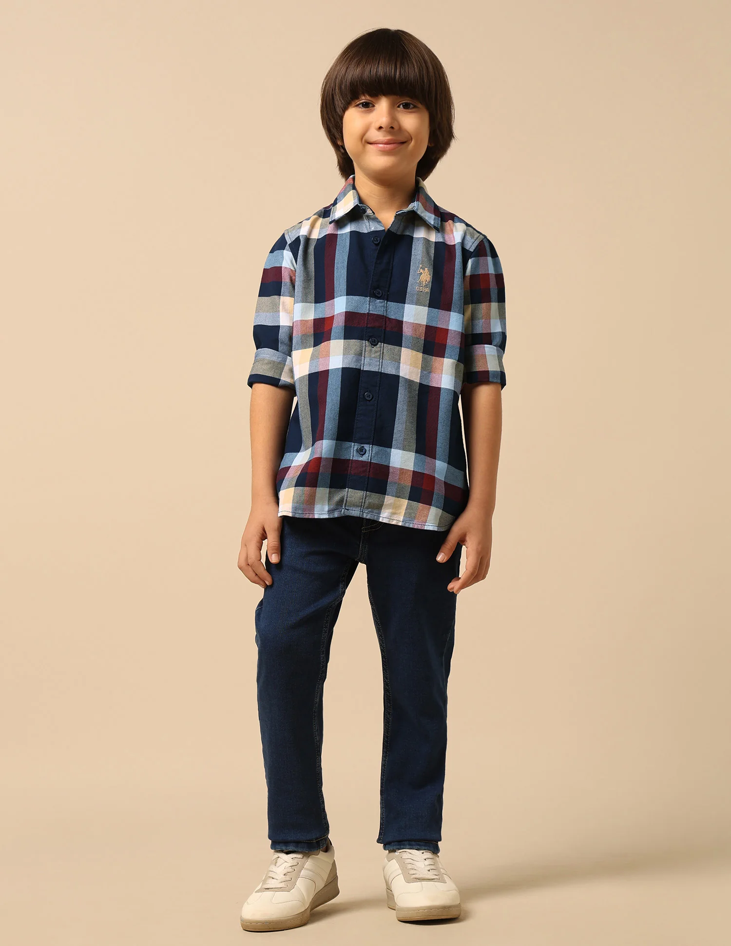 Boys Plaid Checked Regular Fit Shirt - Image 3