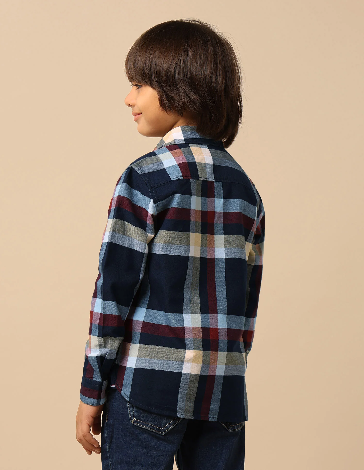 Boys Plaid Checked Regular Fit Shirt - Image 5