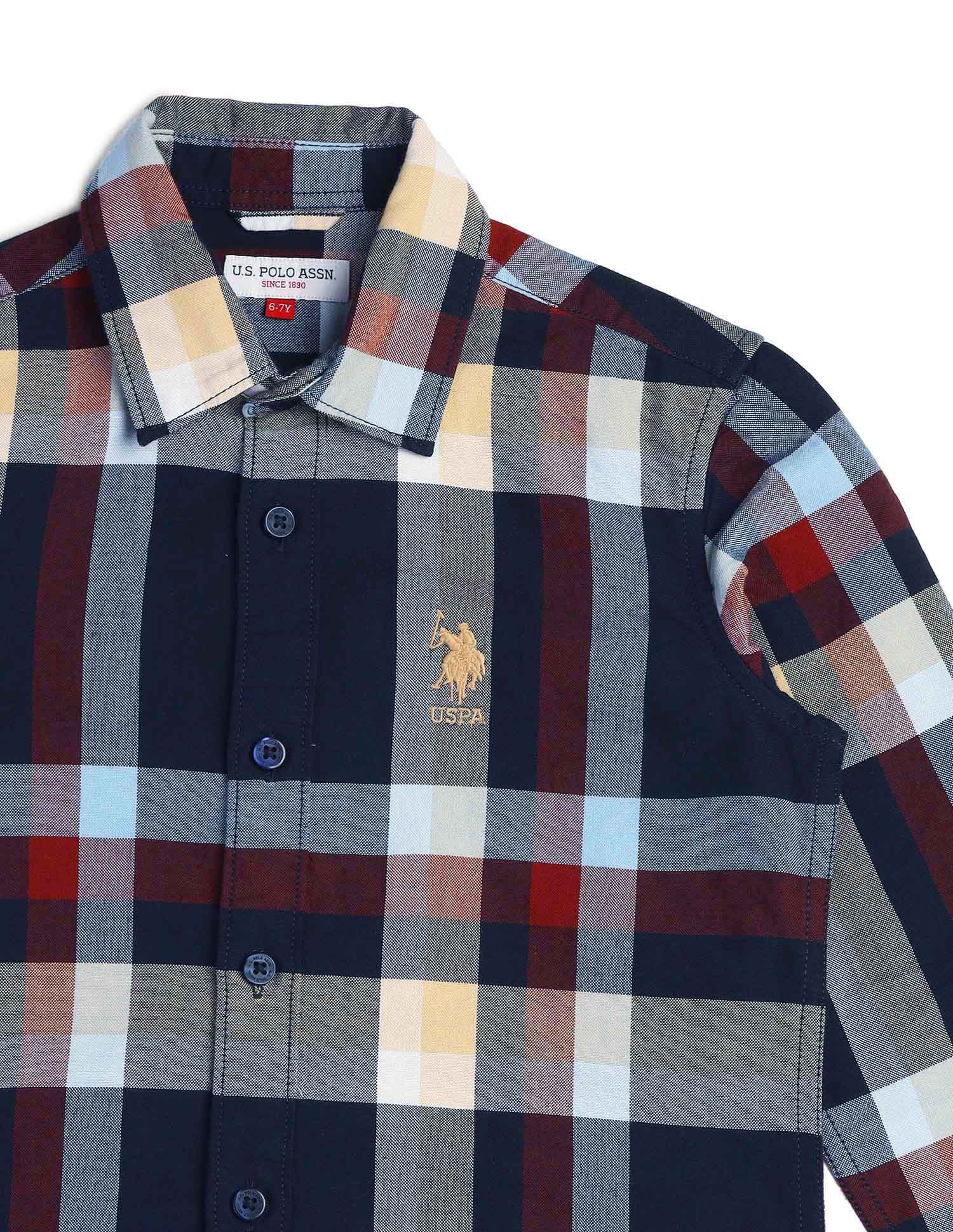 Boys Plaid Checked Regular Fit Shirt - Image 9