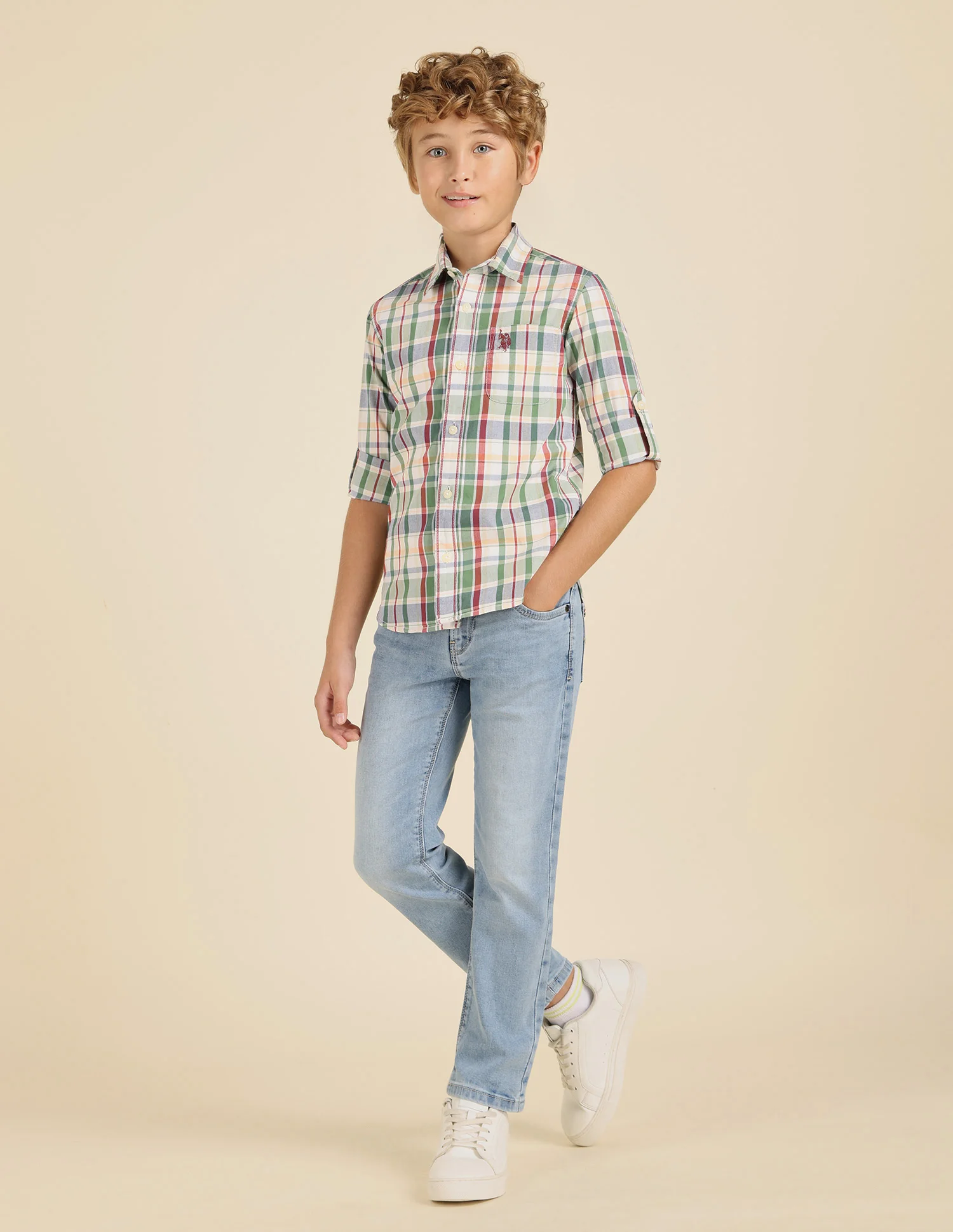 Boys Plaid Checked Regular Fit Shirt - Image 3