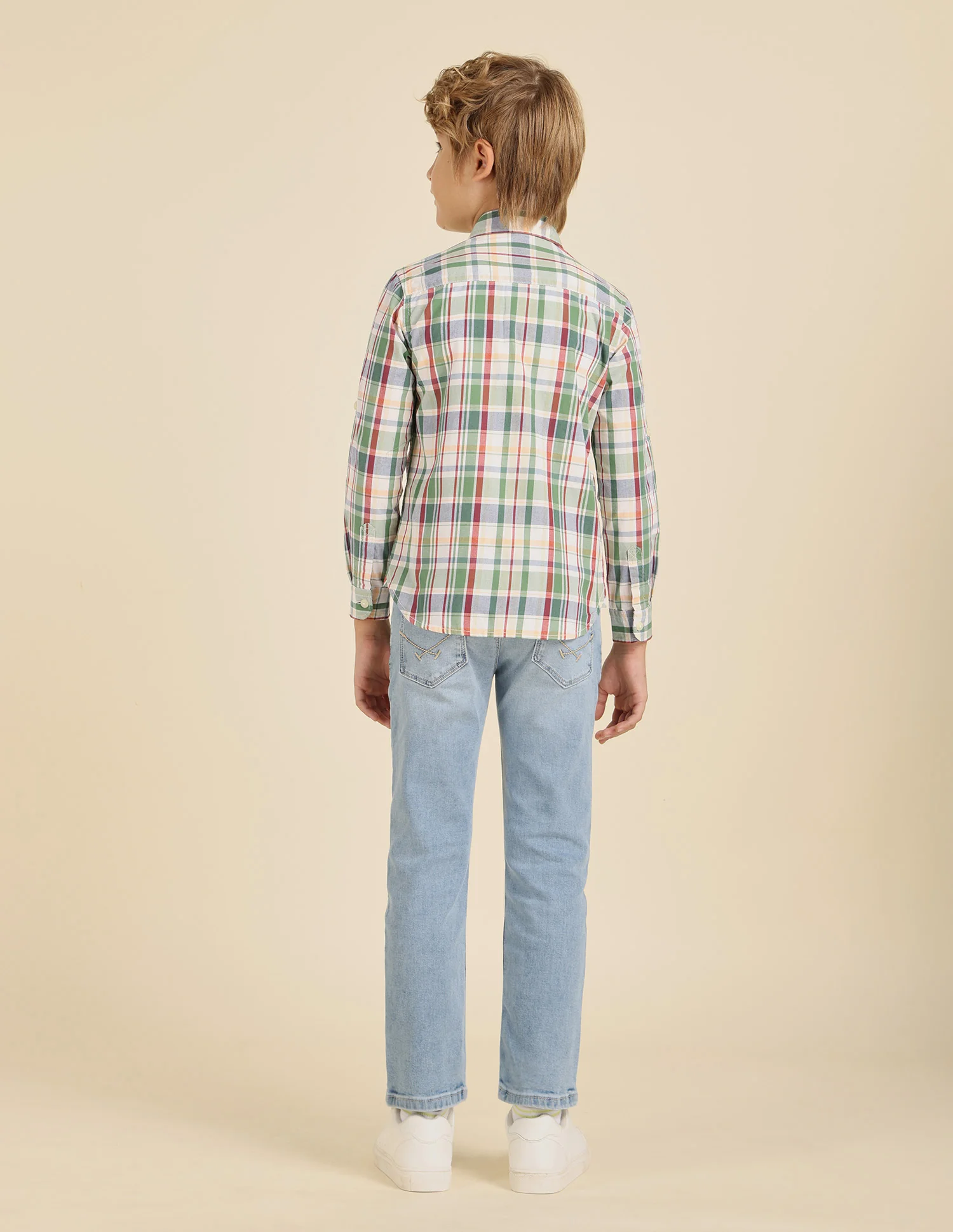 Boys Plaid Checked Regular Fit Shirt - Image 4