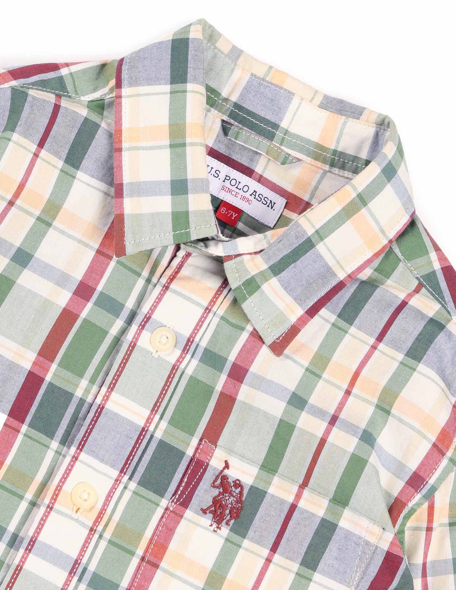 Boys Plaid Checked Regular Fit Shirt - Image 8