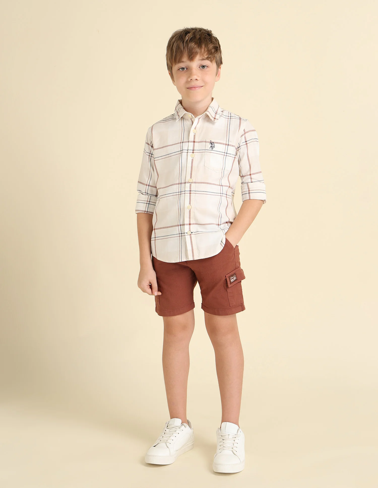 Boys Plaid Checked Regular Fit Shirt - Image 3