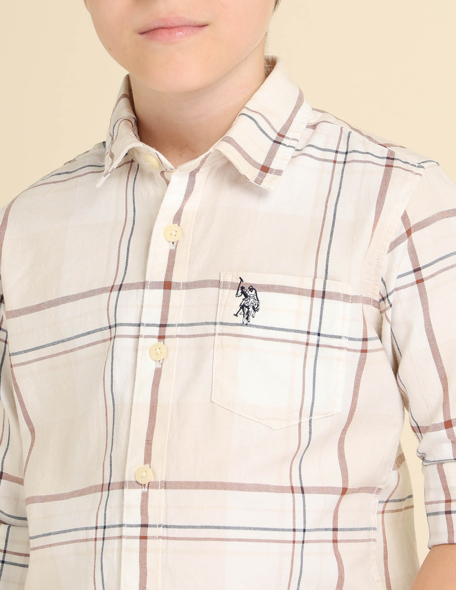 Boys Plaid Checked Regular Fit Shirt - Image 5