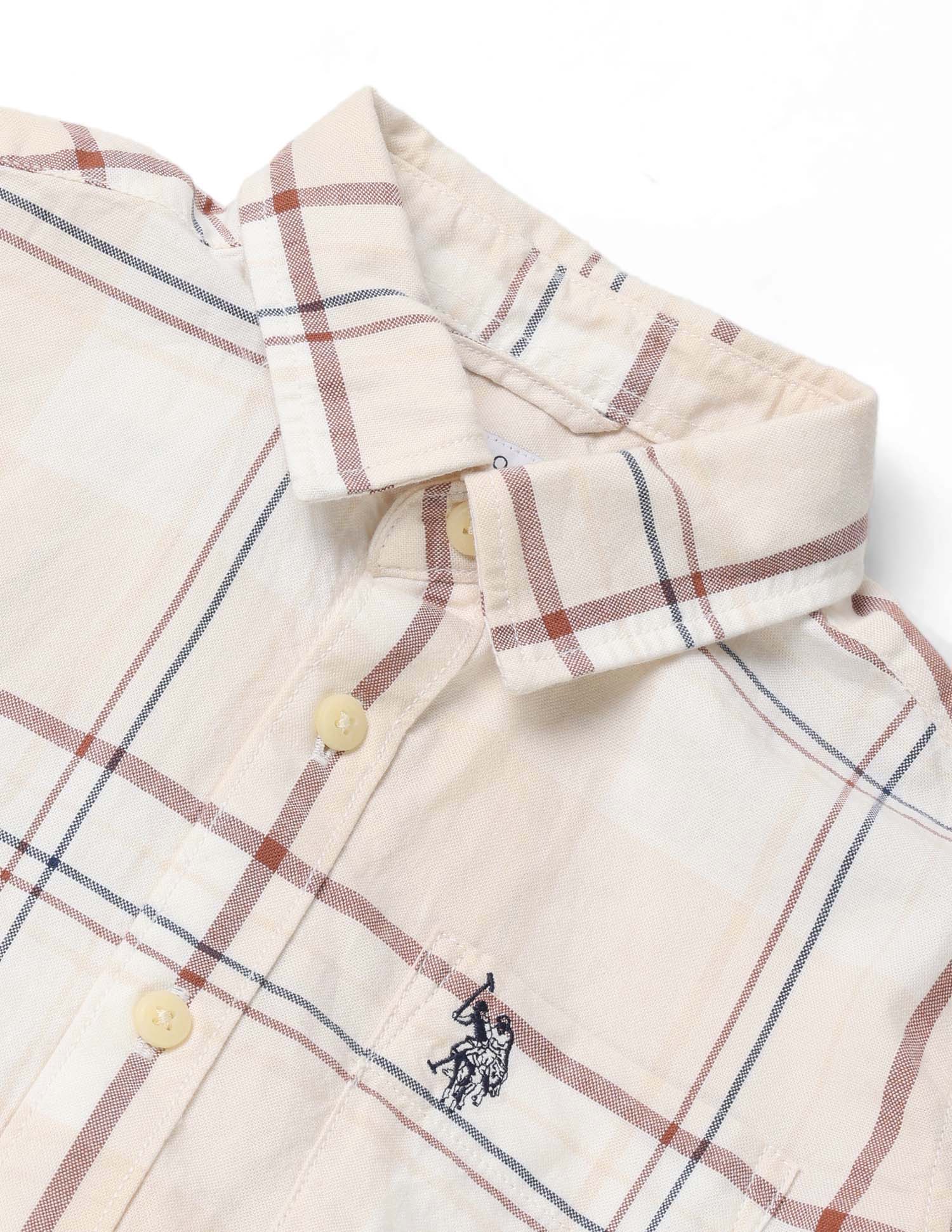 Boys Plaid Checked Regular Fit Shirt - Image 8