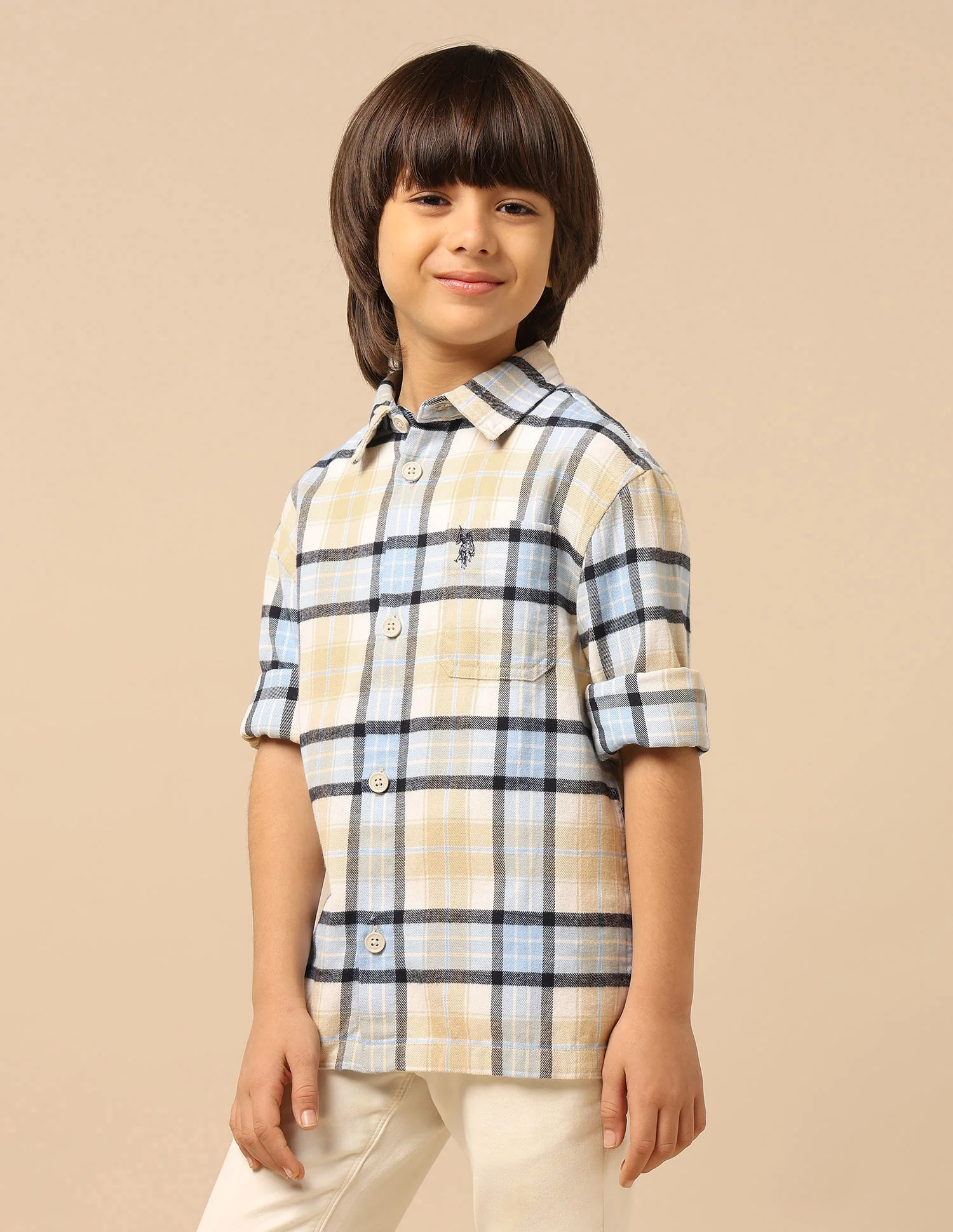 Boys Plaid Checked Twill Shirt - Image 4
