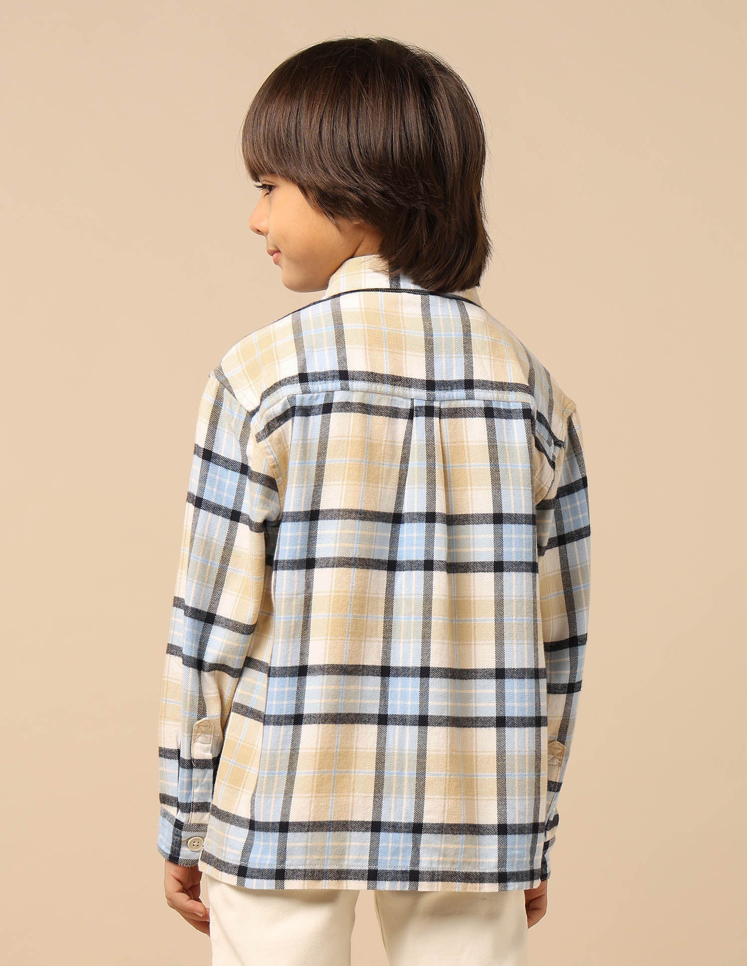 Boys Plaid Checked Twill Shirt - Image 5