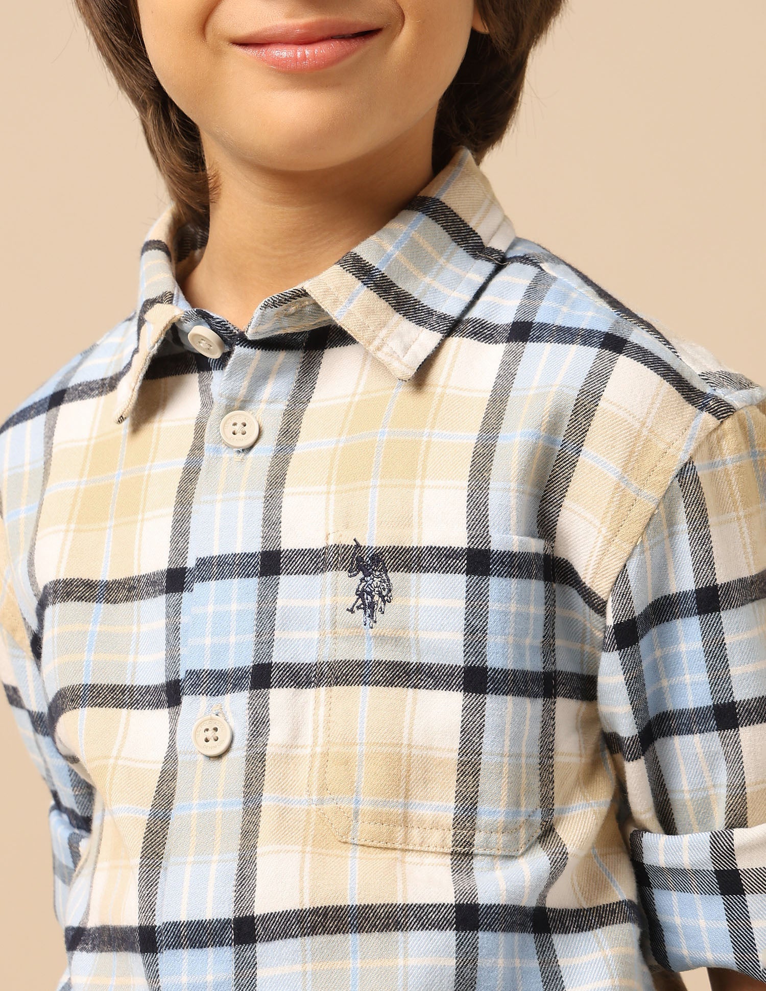 Boys Plaid Checked Twill Shirt - Image 6
