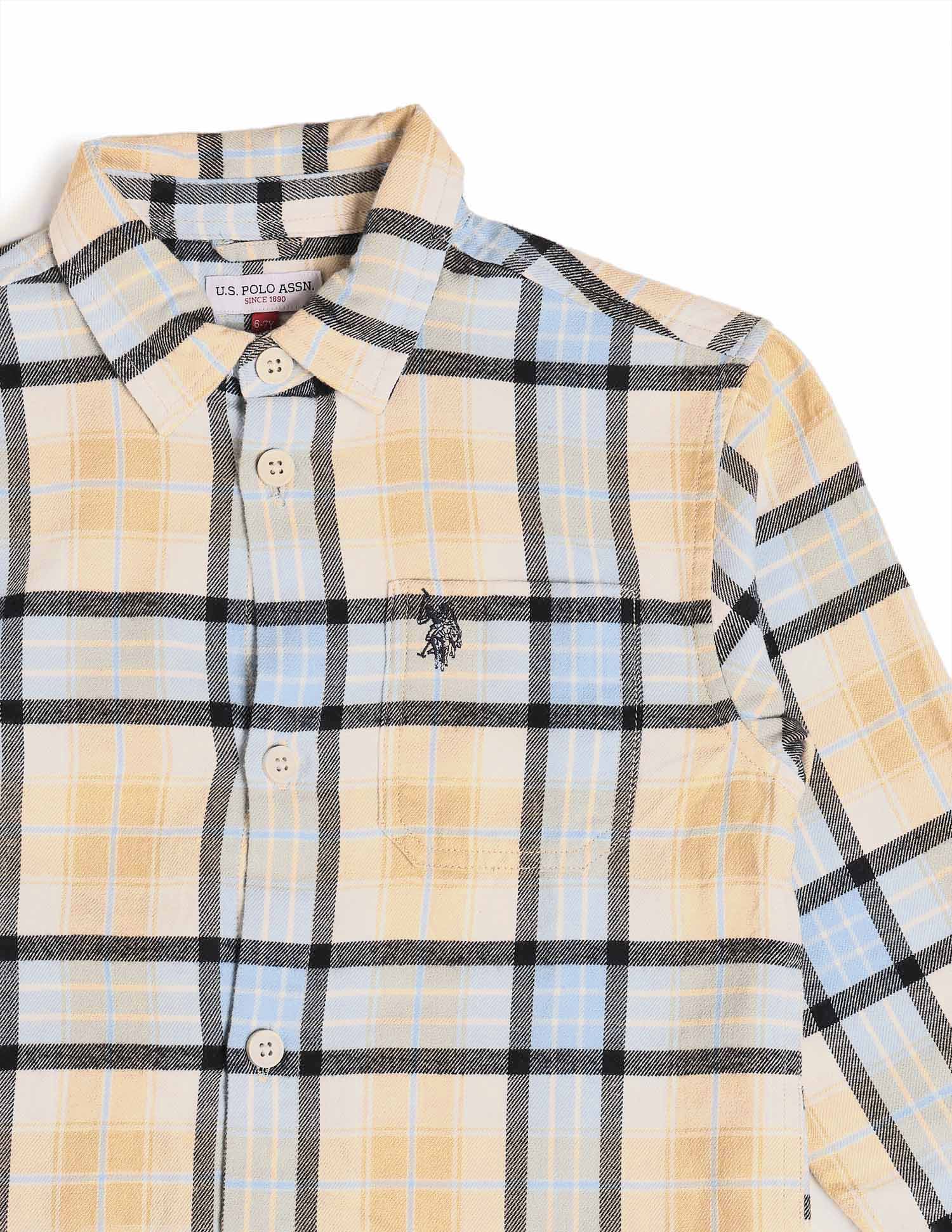 Boys Plaid Checked Twill Shirt - Image 9