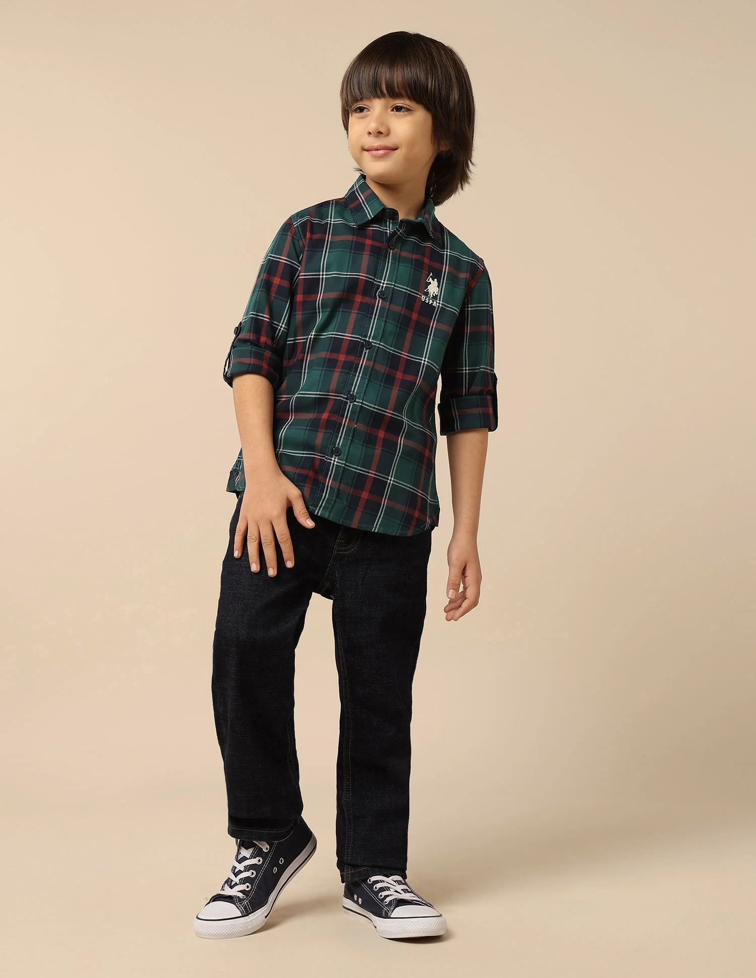 Boys Plaid Checked Twill Shirt - Image 3