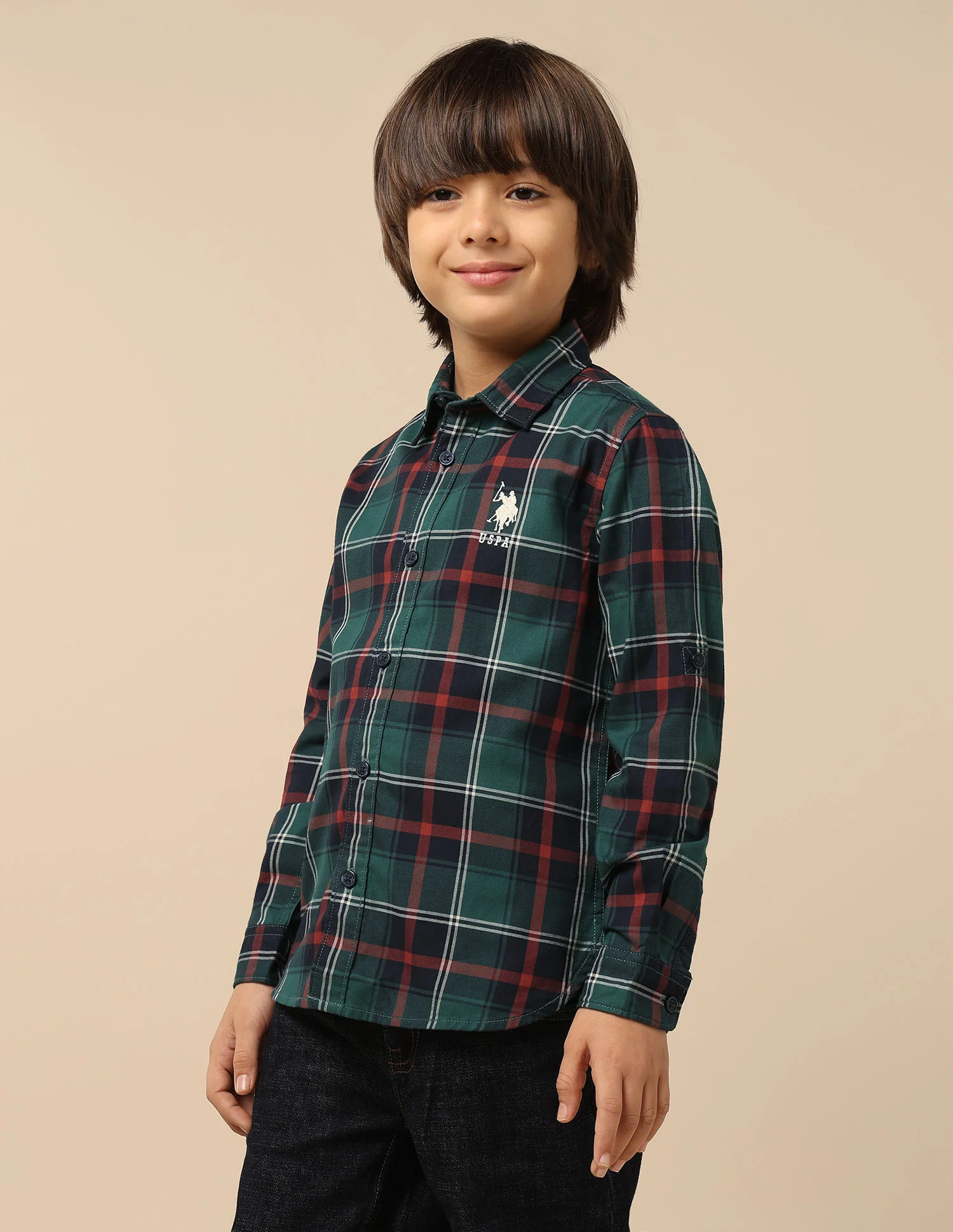 Boys Plaid Checked Twill Shirt - Image 4