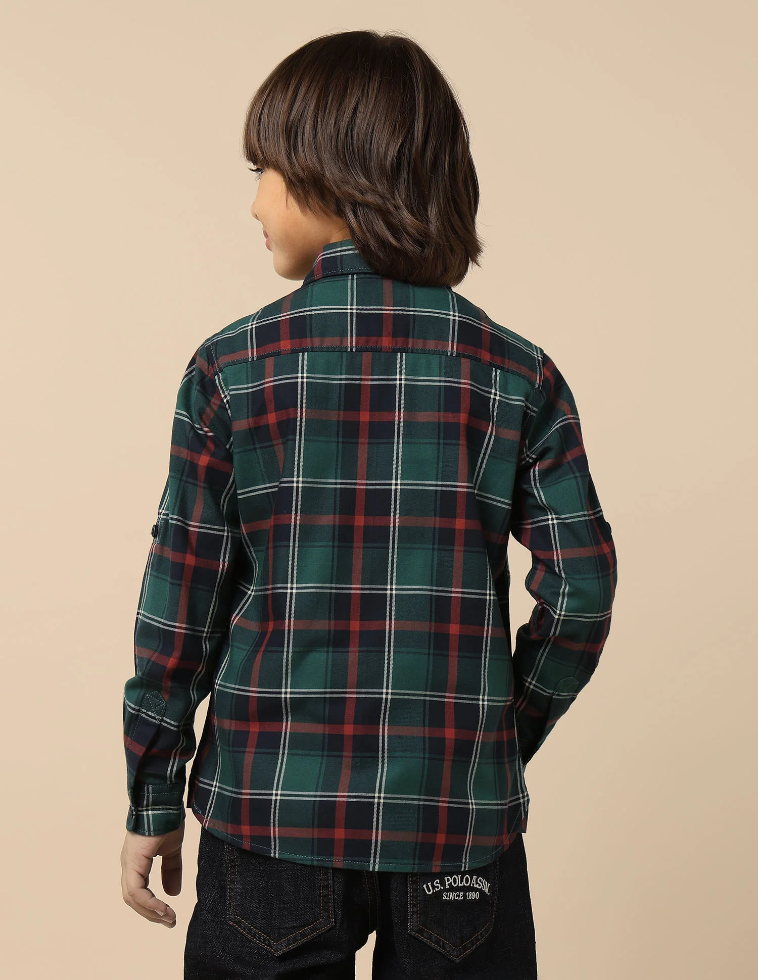Boys Plaid Checked Twill Shirt - Image 5