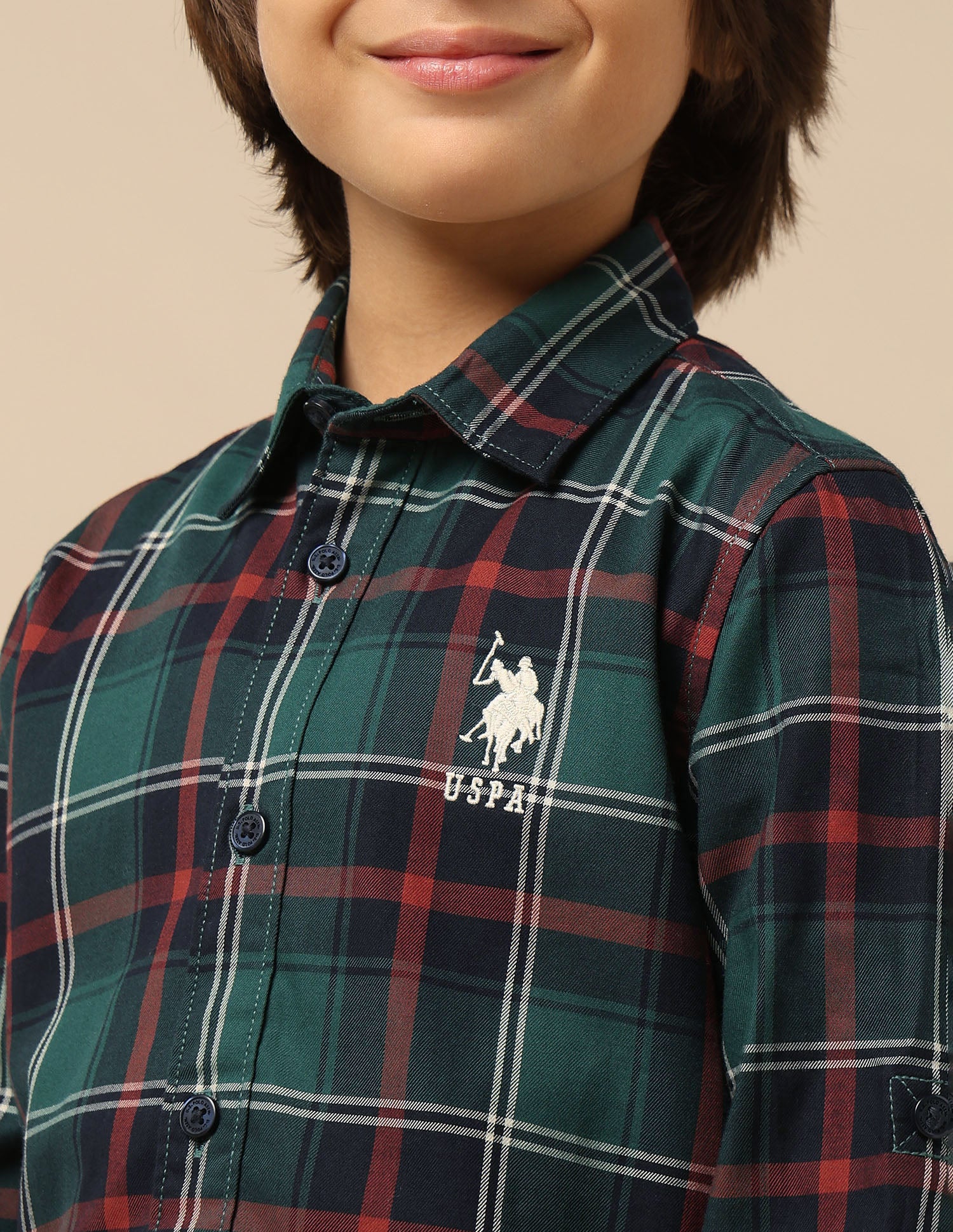 Boys Plaid Checked Twill Shirt - Image 6