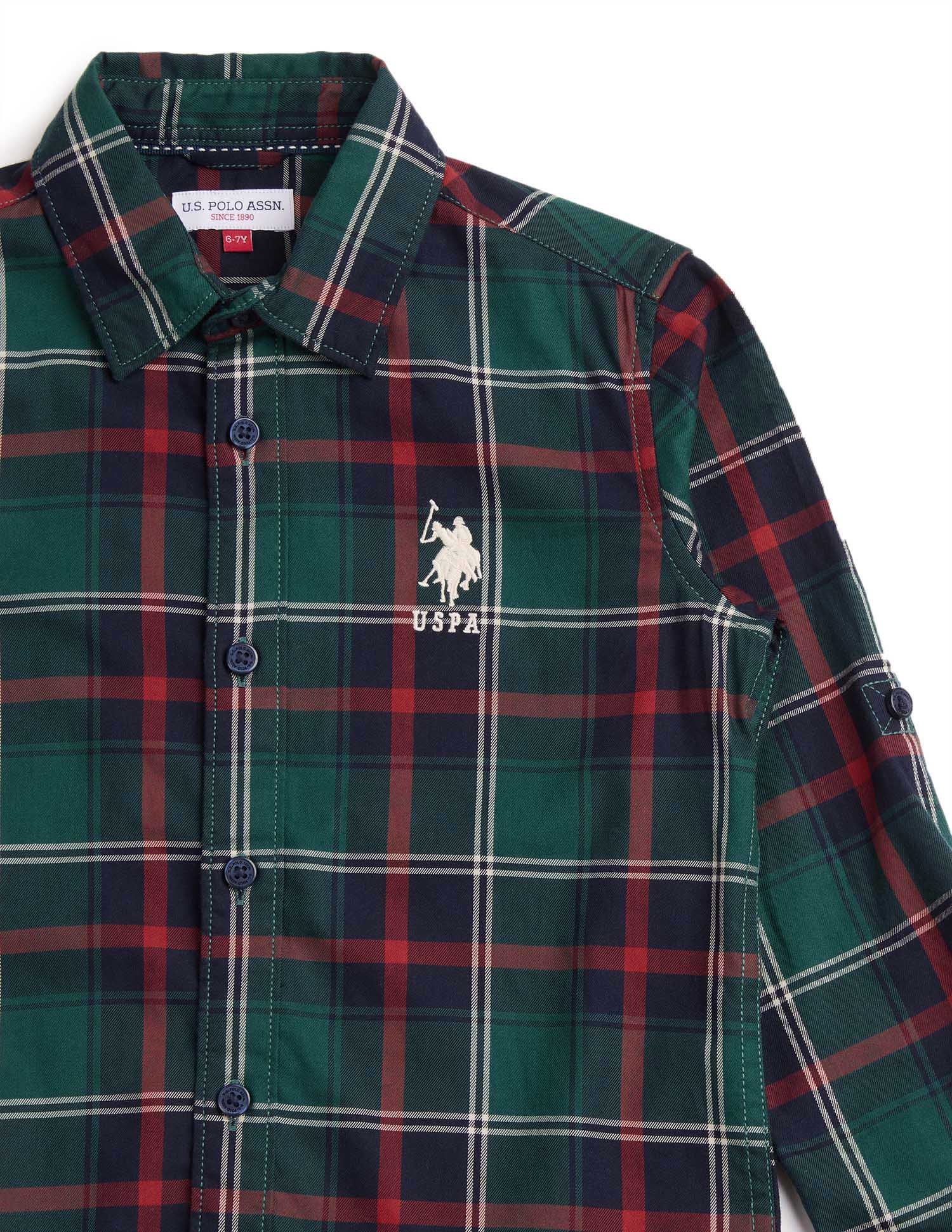Boys Plaid Checked Twill Shirt - Image 9