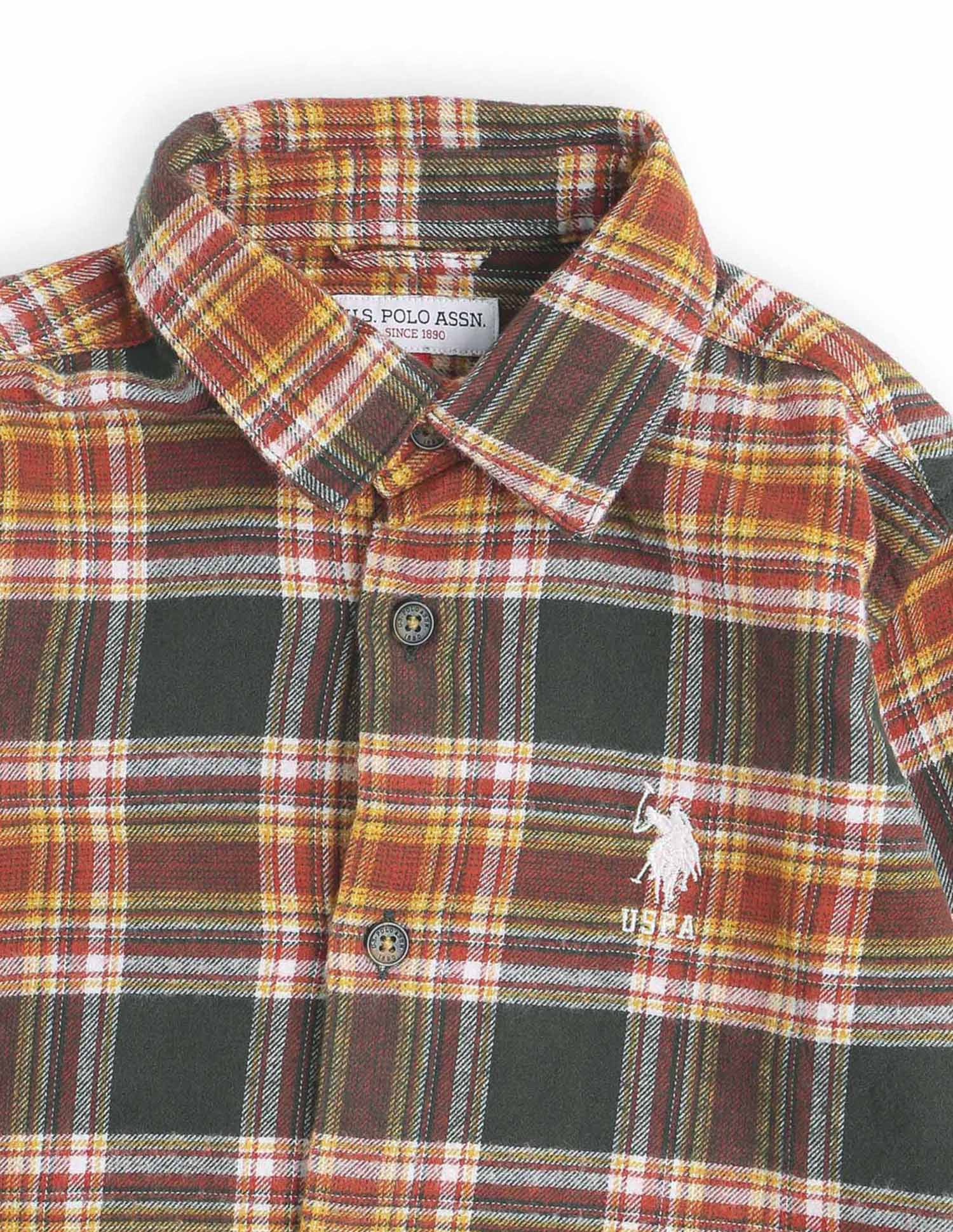 Boys Plaid Checked Twill Shirt - Image 10