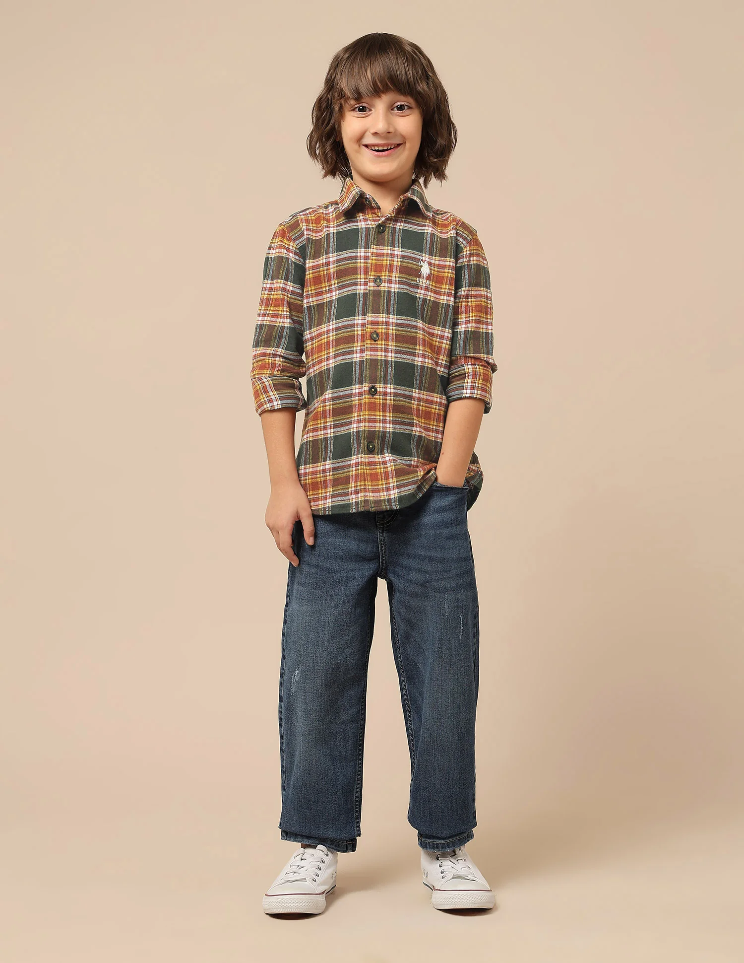 Boys Plaid Checked Twill Shirt - Image 3