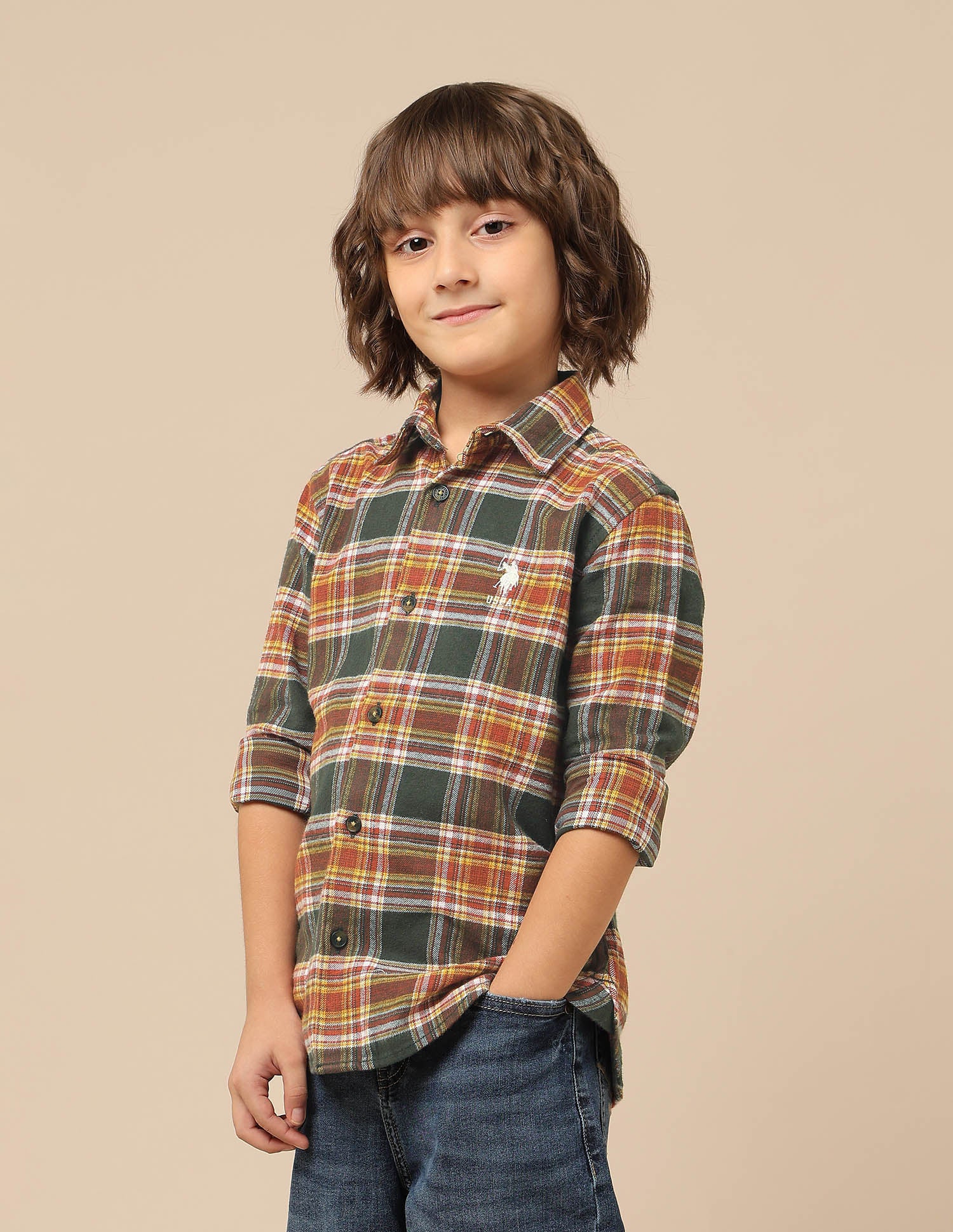 Boys Plaid Checked Twill Shirt - Image 4