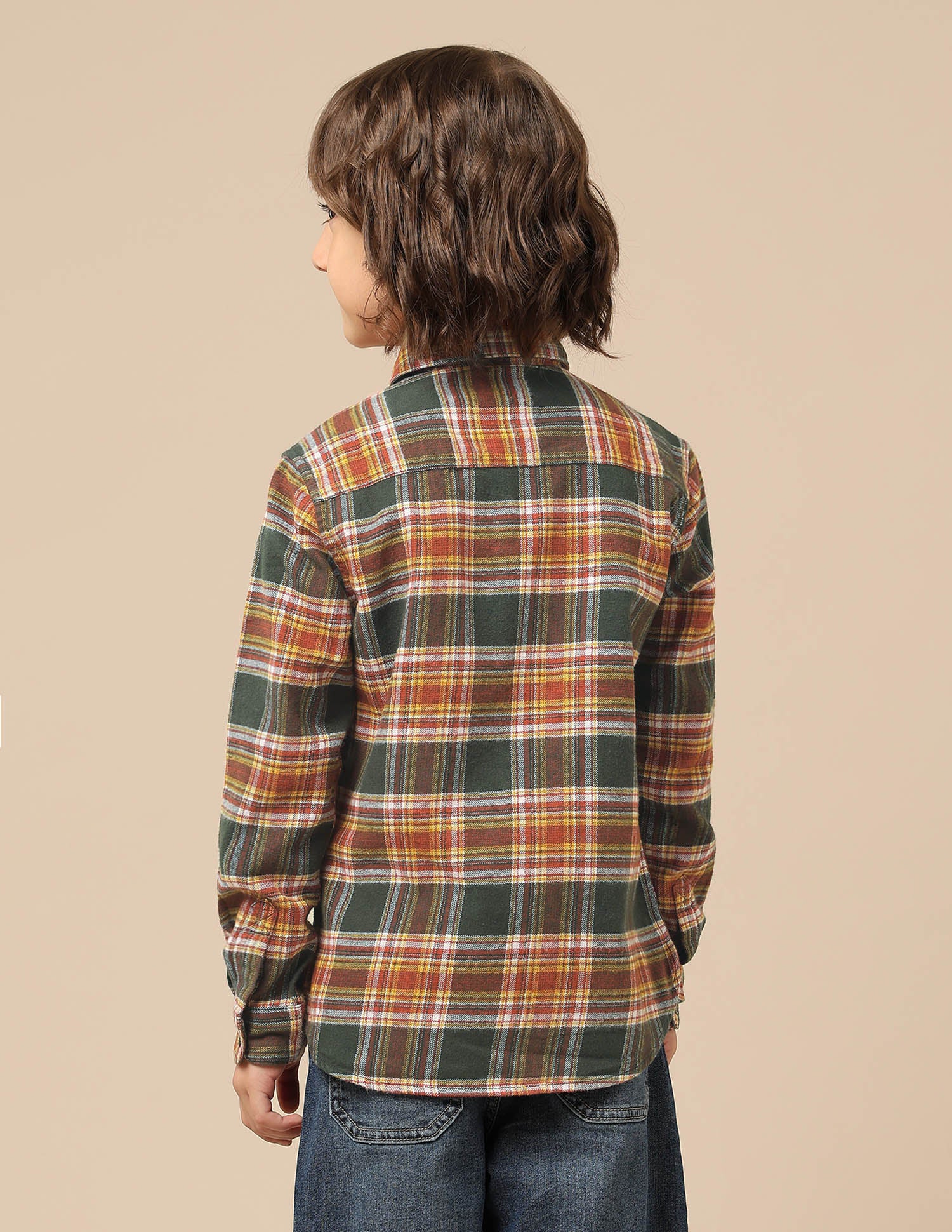 Boys Plaid Checked Twill Shirt - Image 5
