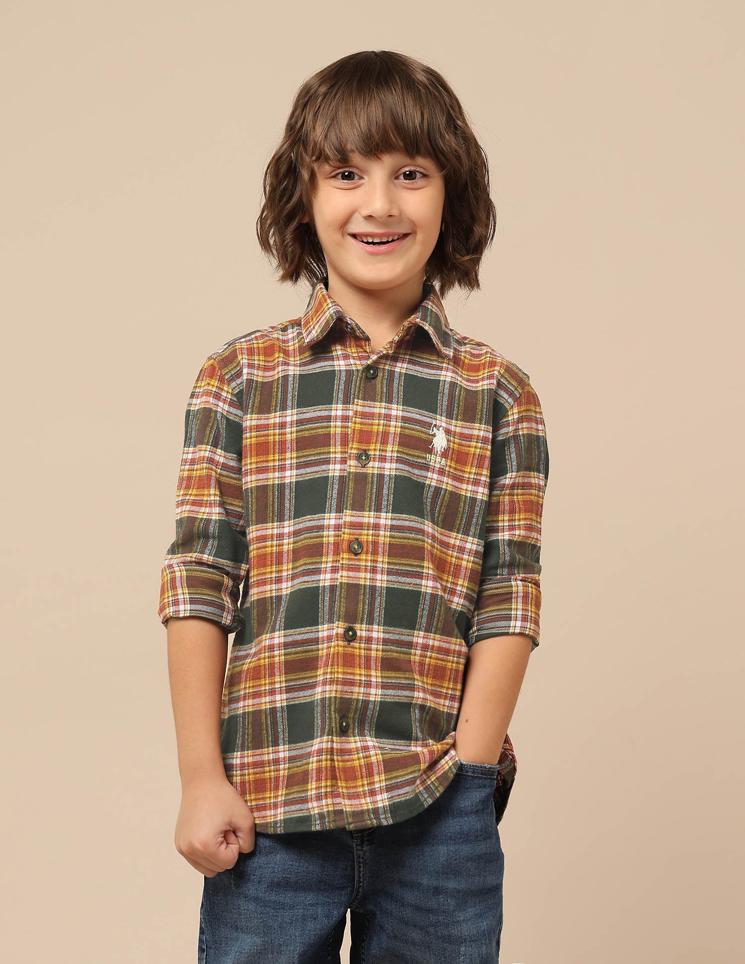 Boys Plaid Checked Twill Shirt - Image 6