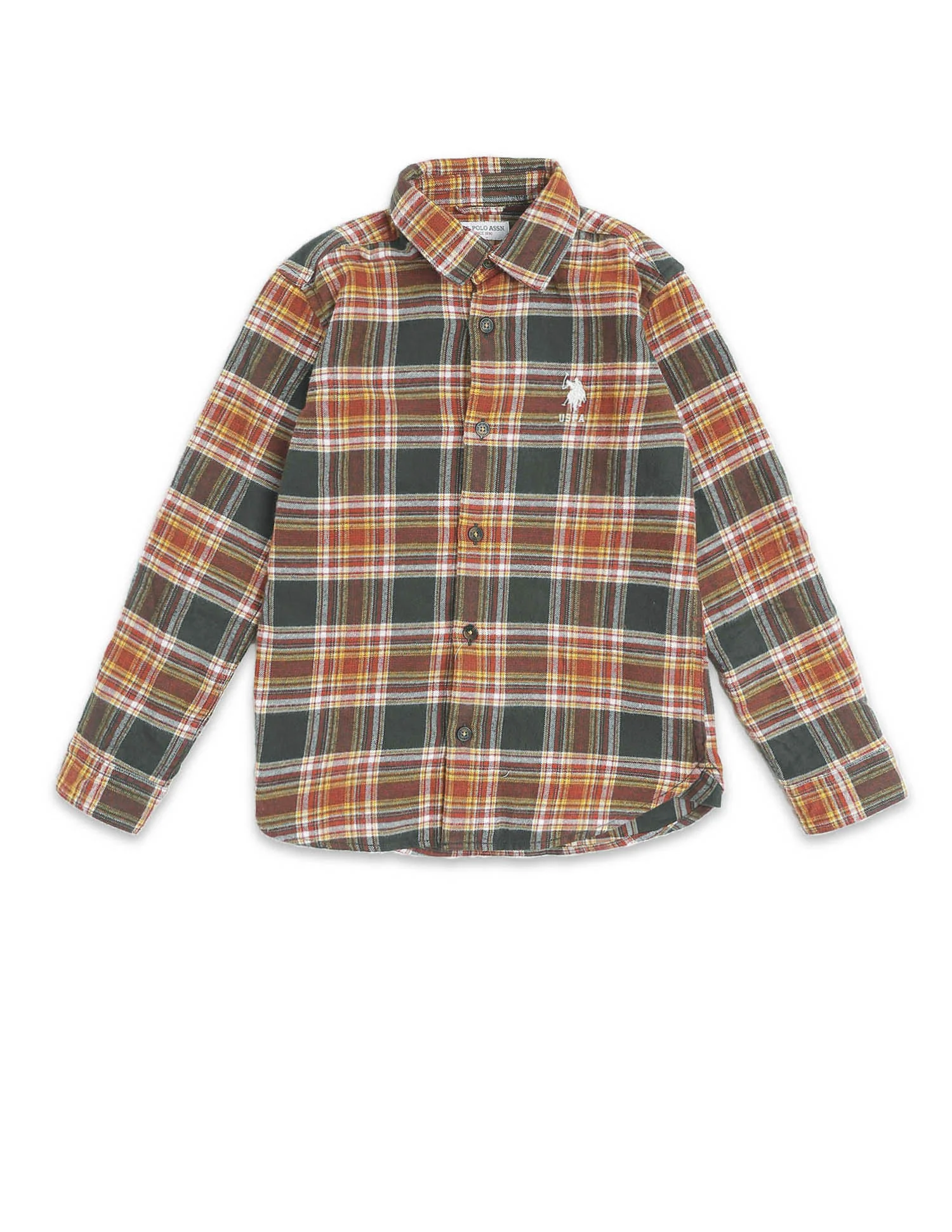 Boys Plaid Checked Twill Shirt - Image 8