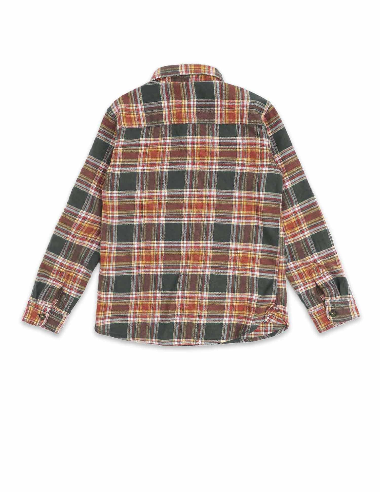 Boys Plaid Checked Twill Shirt - Image 9