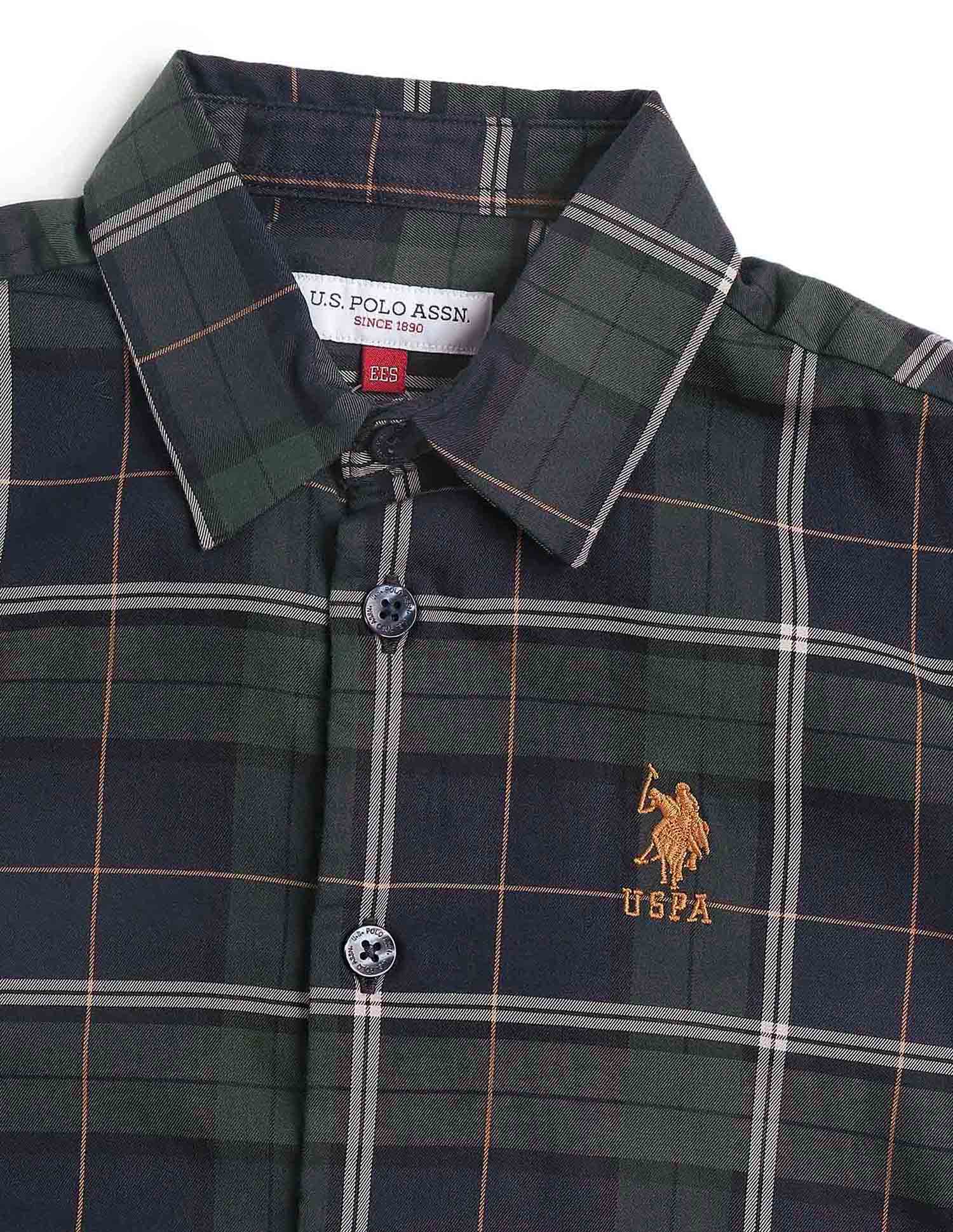 Boys Plaid Checked Twill Shirt - Image 10