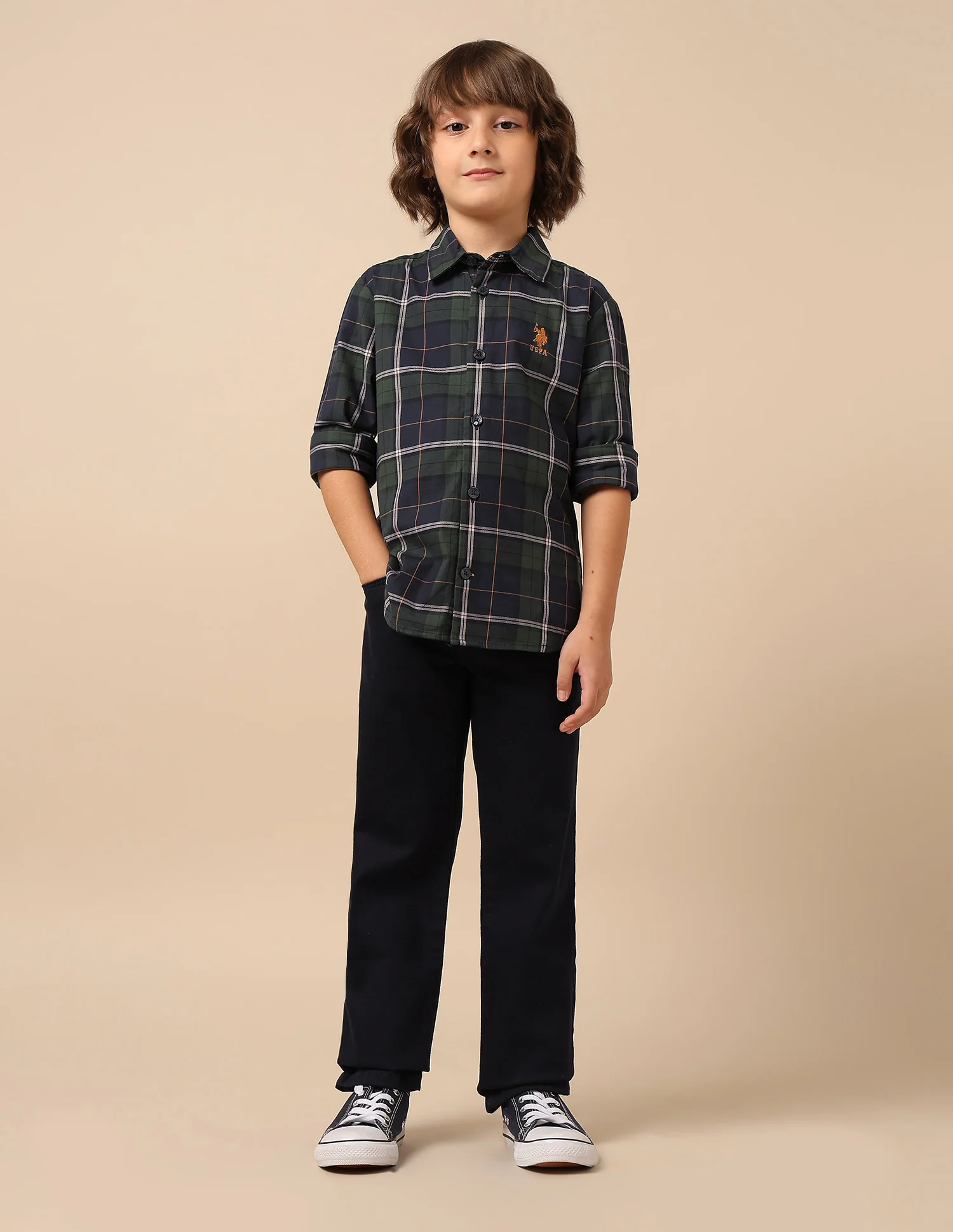 Boys Plaid Checked Twill Shirt - Image 3