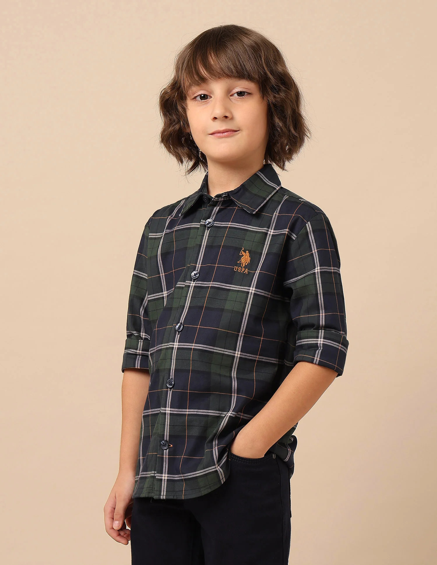 Boys Plaid Checked Twill Shirt - Image 4