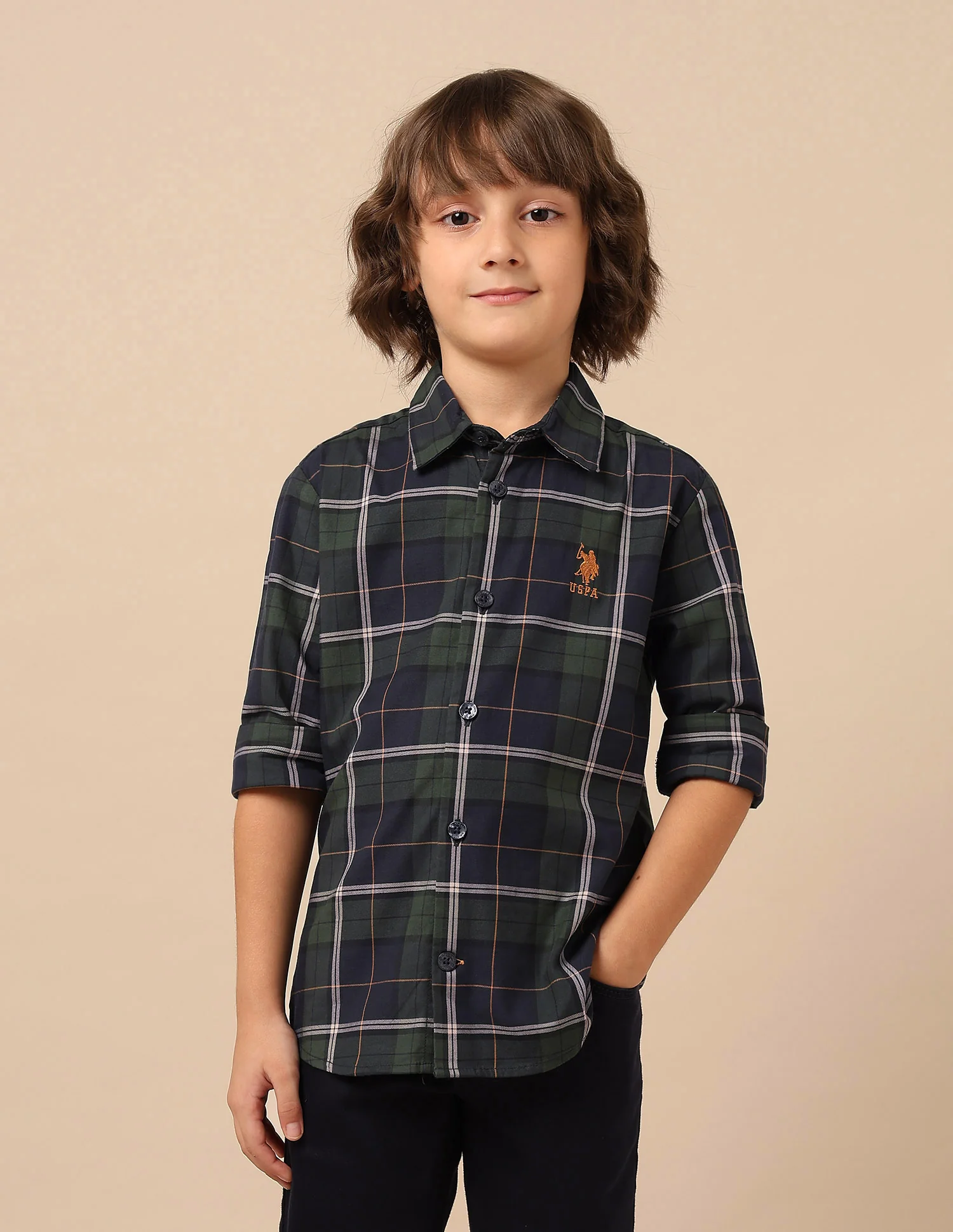 Boys Plaid Checked Twill Shirt - Image 6