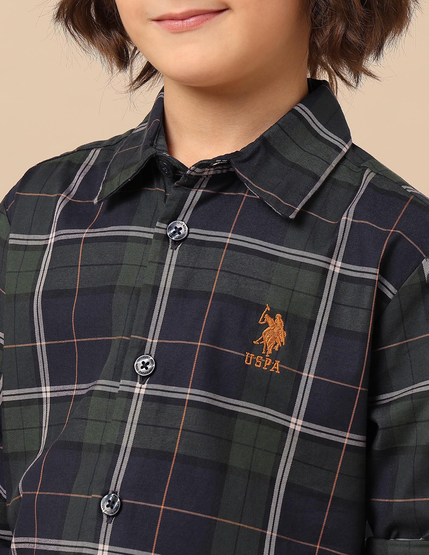 Boys Plaid Checked Twill Shirt - Image 7