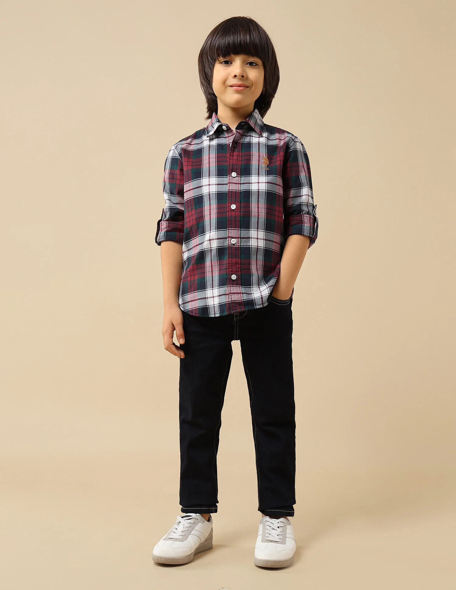 Boys Plaid Checked Twill Shirt - Image 3