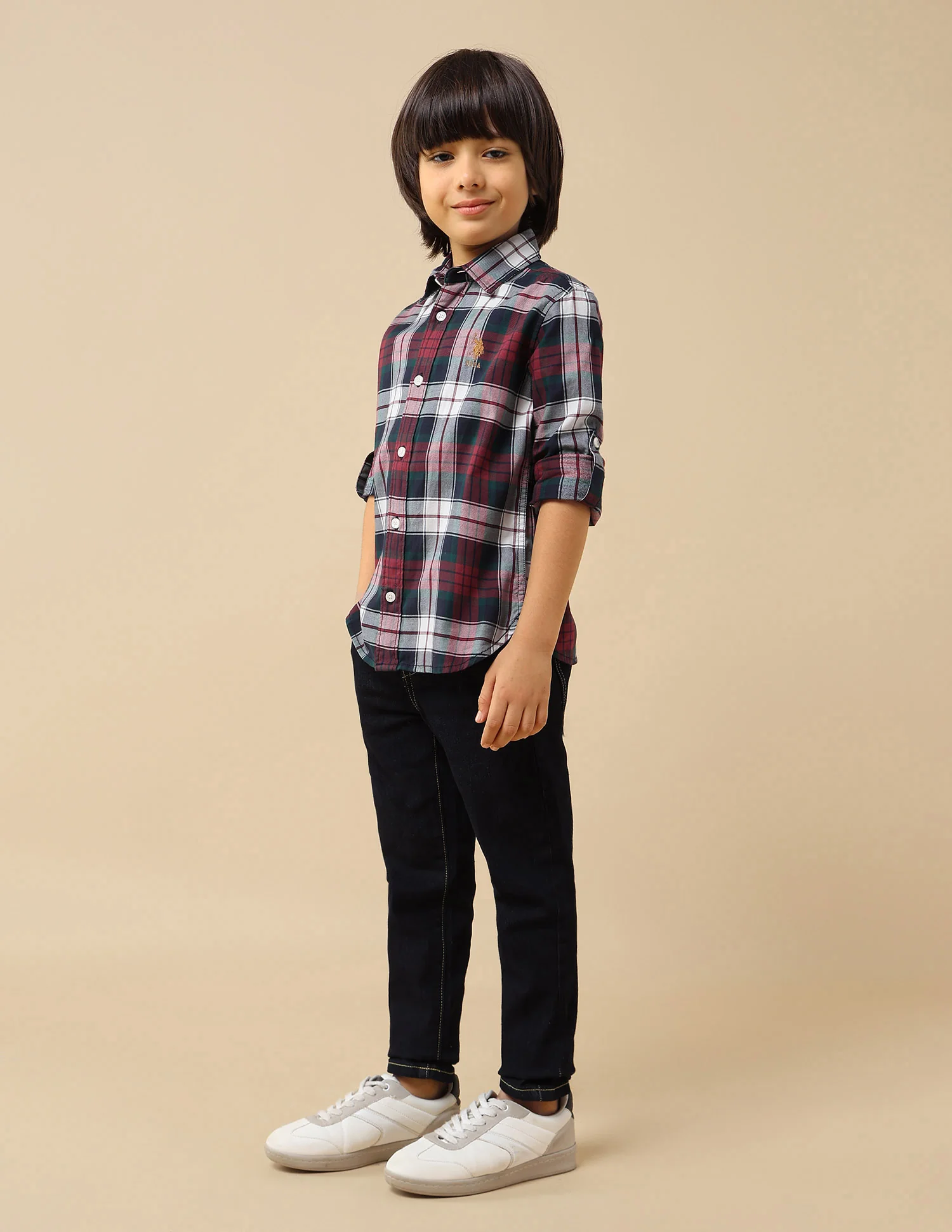 Boys Plaid Checked Twill Shirt - Image 4