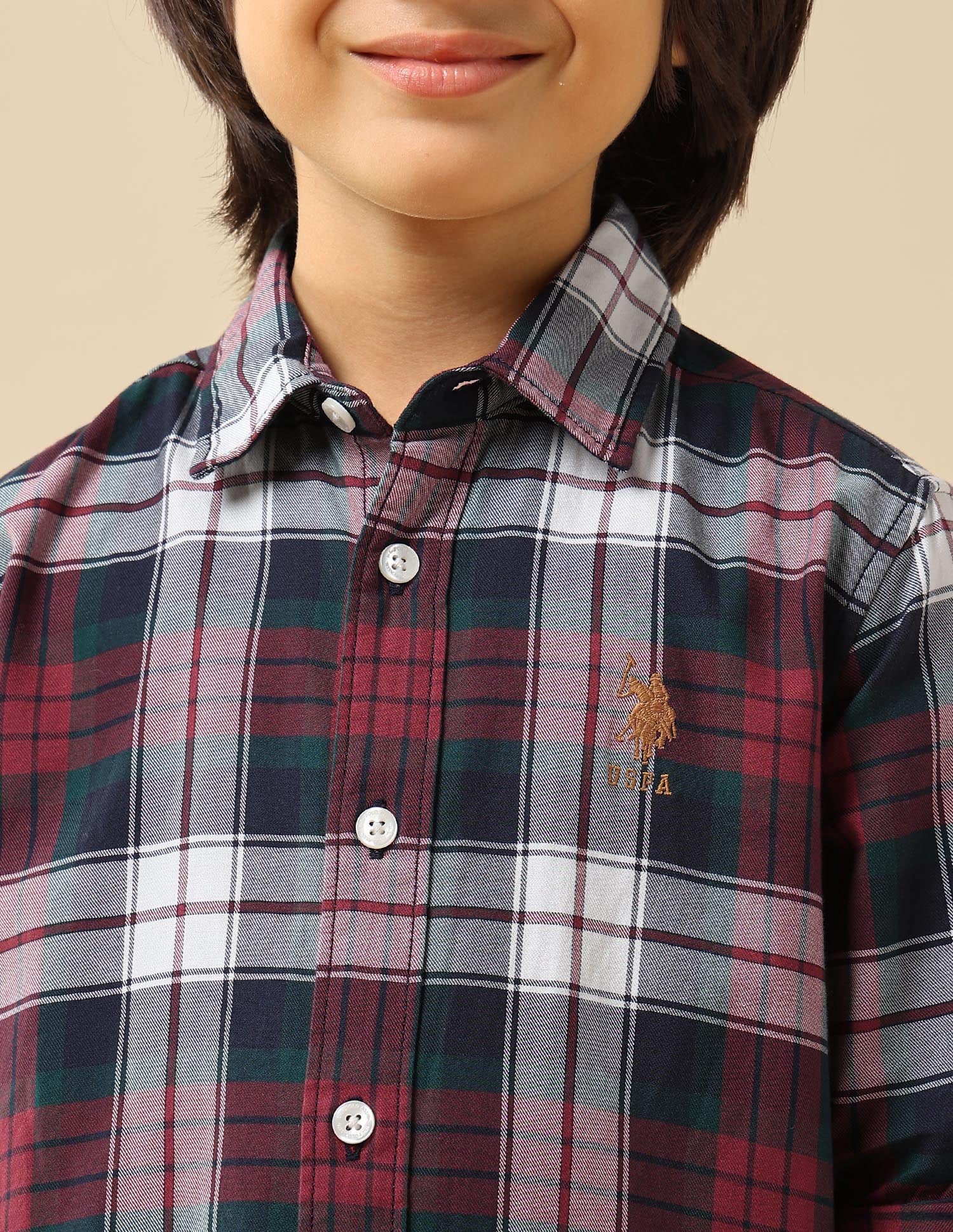Boys Plaid Checked Twill Shirt - Image 6