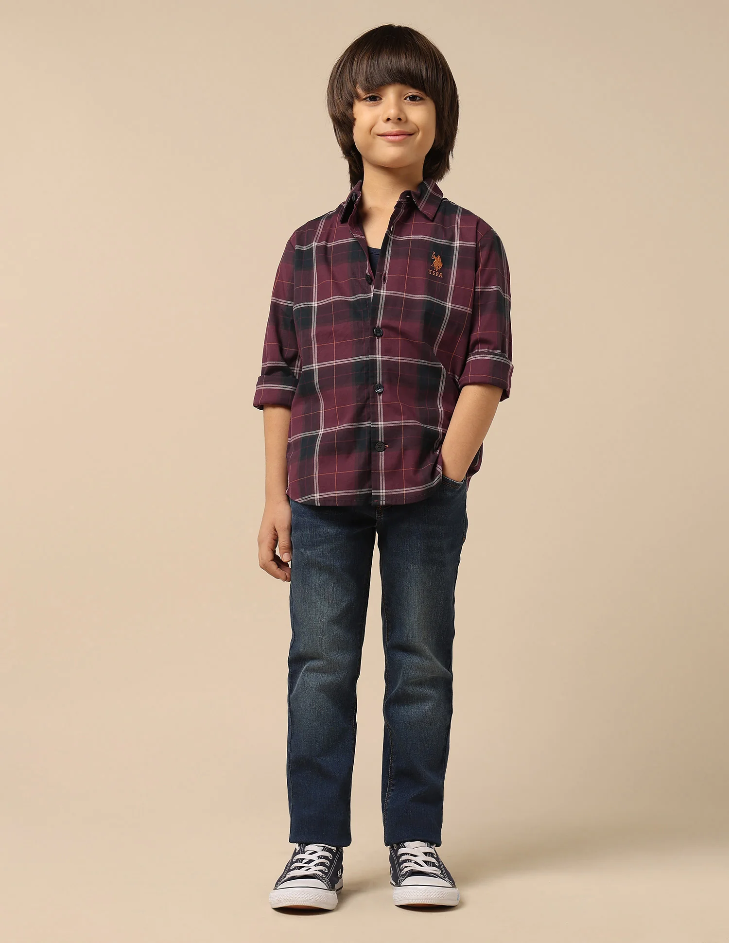 Boys Plaid Checked Twill Shirt - Image 3