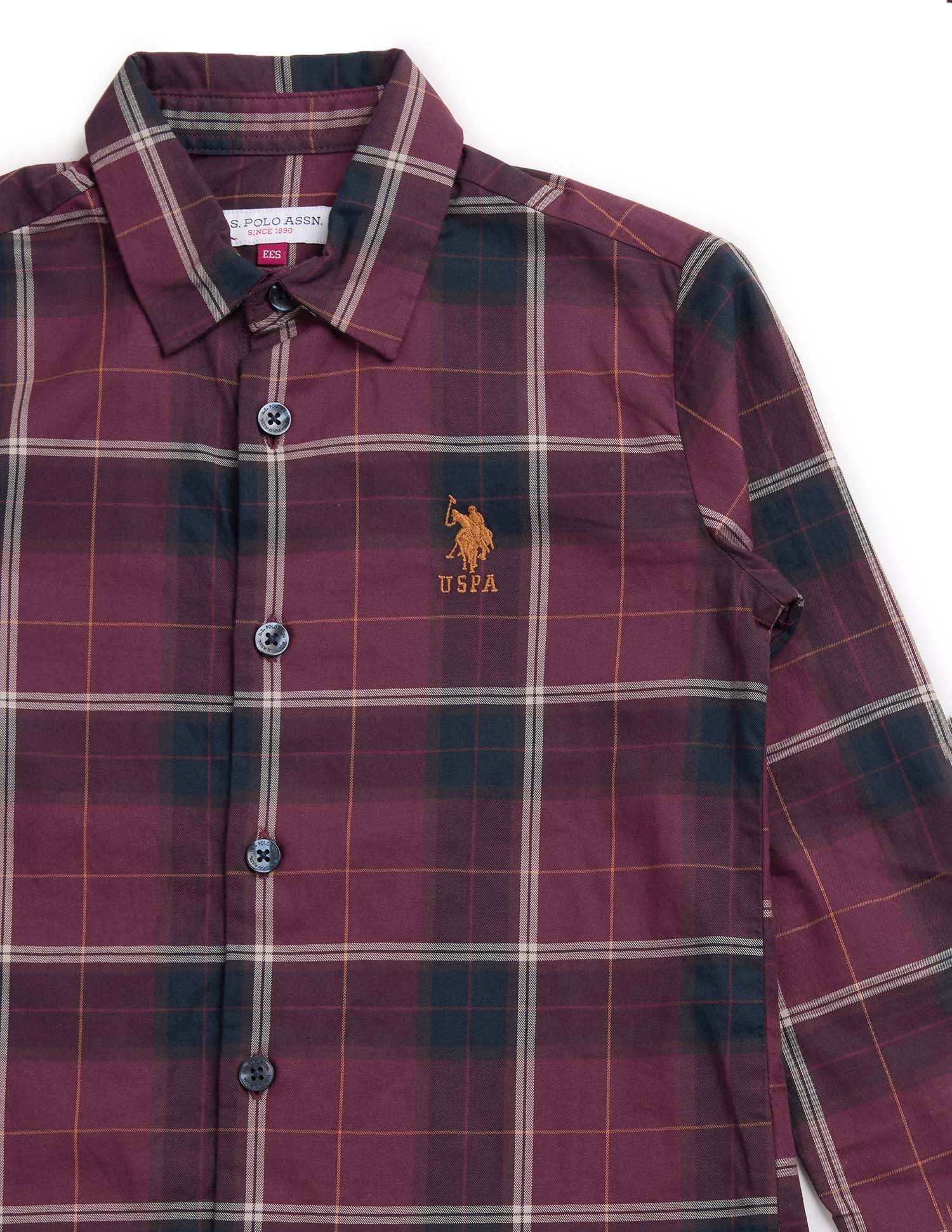 Boys Plaid Checked Twill Shirt - Image 9