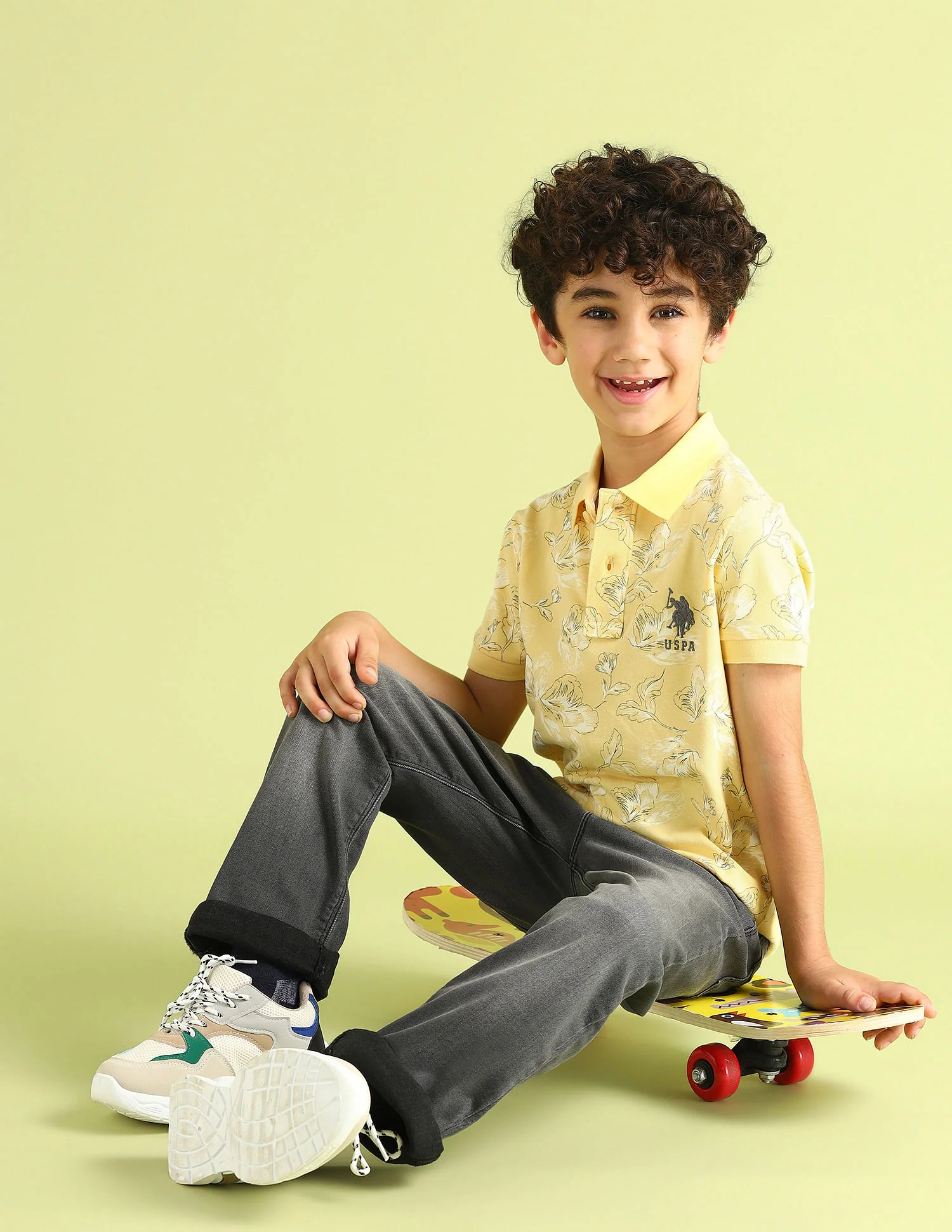 Boys Printed Cotton Polo Shirt